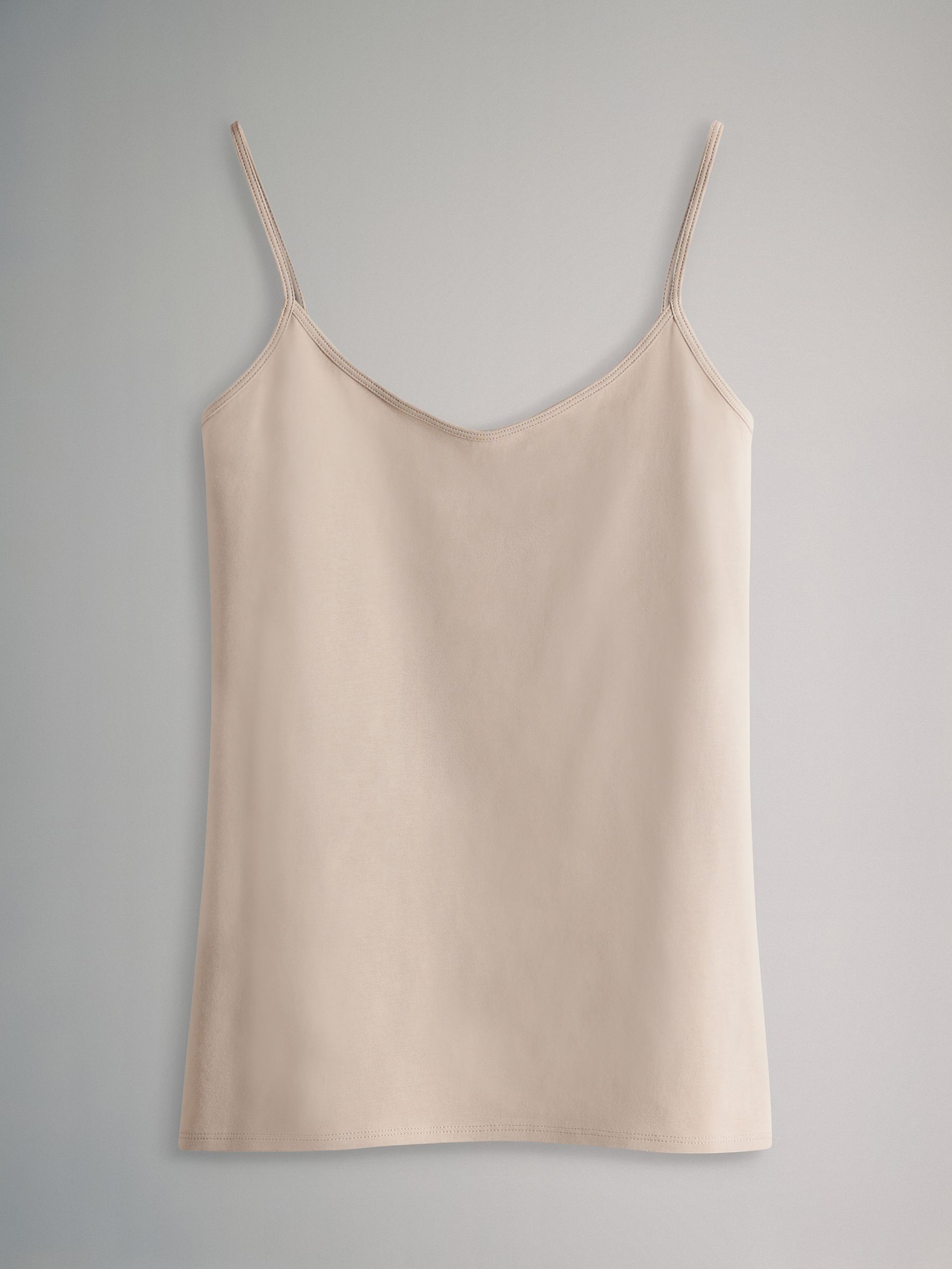 7 Pack Thin Strap Vest Tops Chocolate Brown/Cream/White/Blues - Image 8 of 8