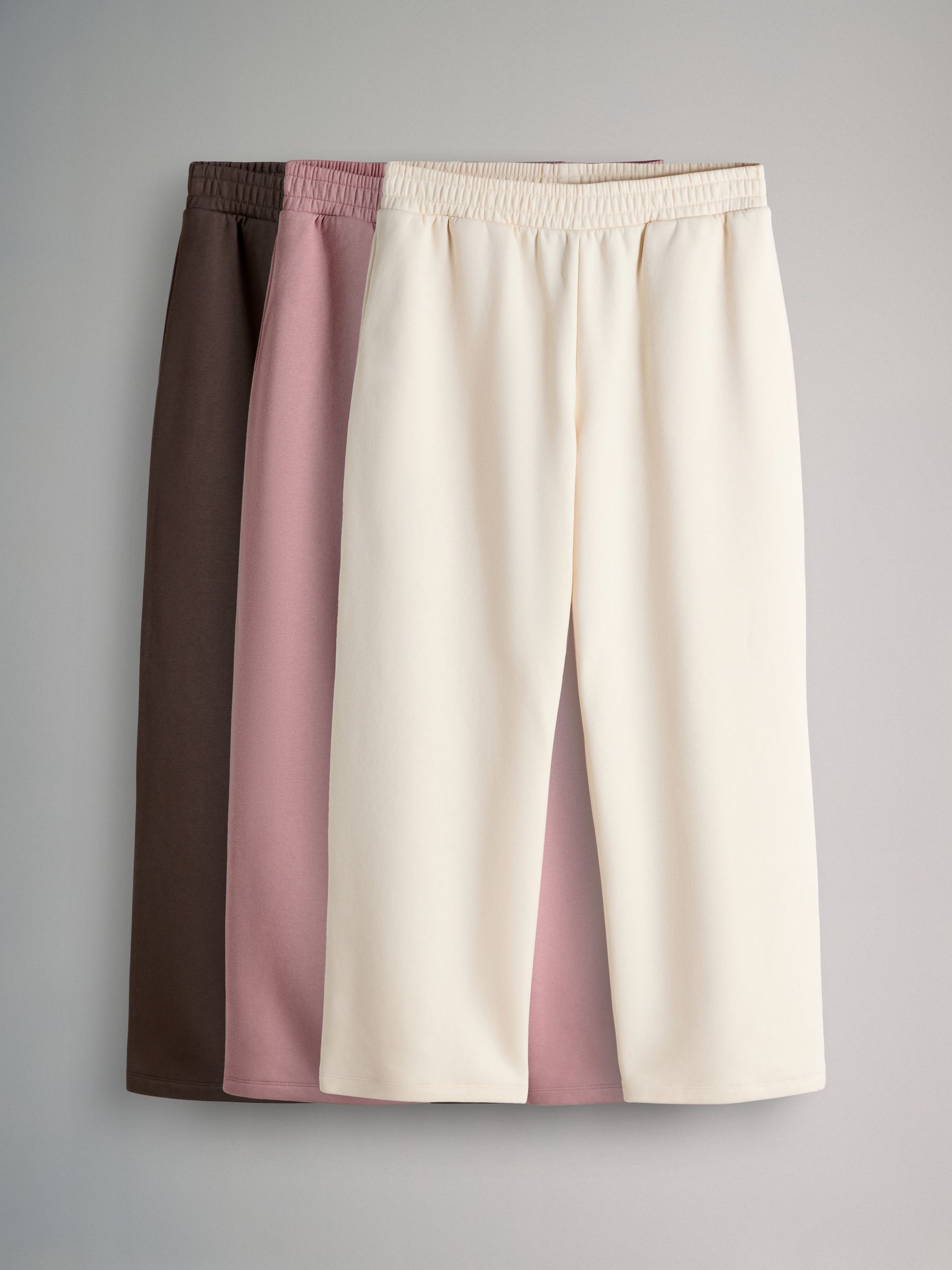 Chocolate Brown/Pink/Cream 3 Pack Wide Leg Joggers - Image 1 of 6