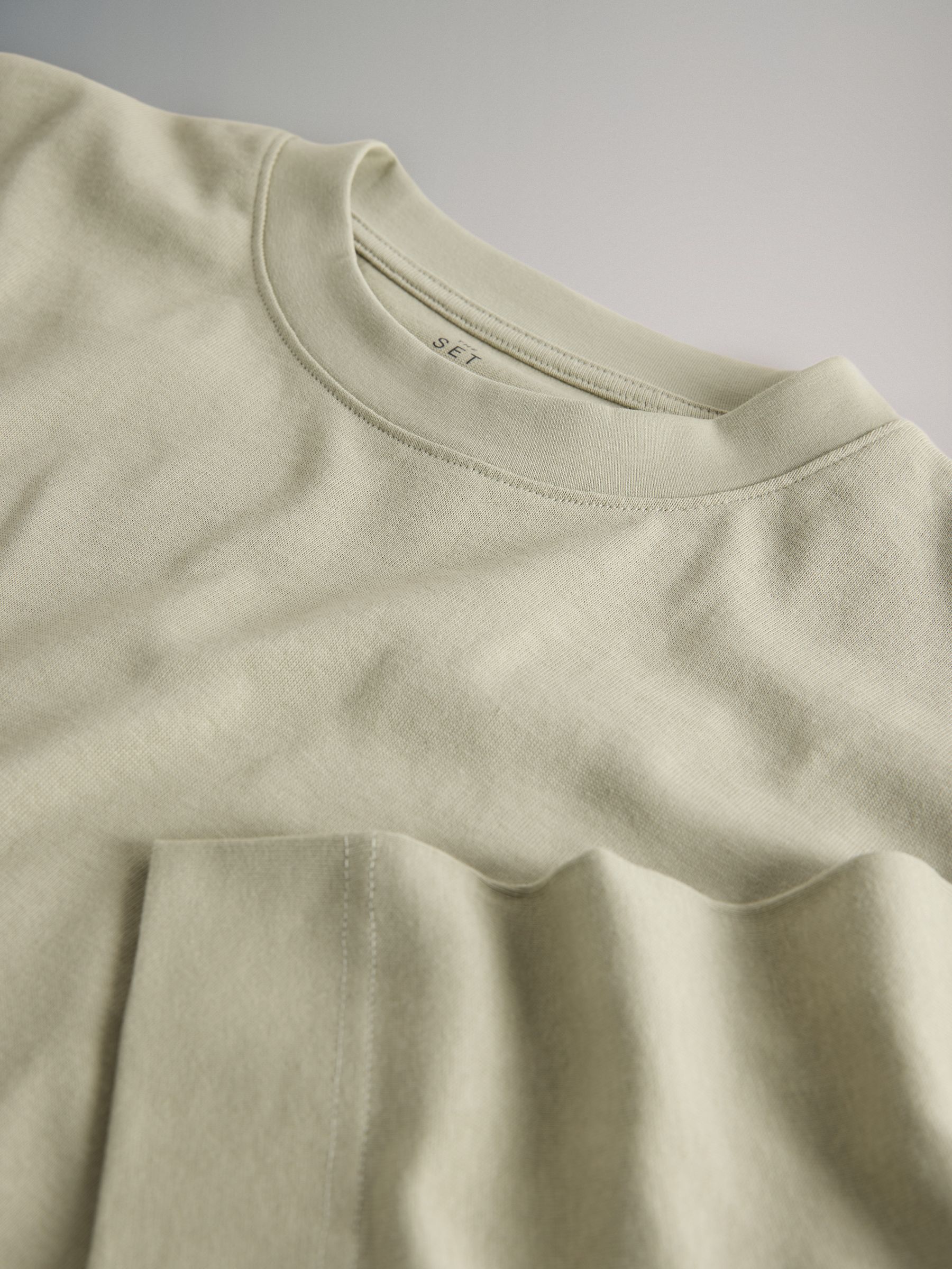 Navy/Light Green/White/Red Stripe 4 Pack Heavyweight Relaxed Short Sleeve T-Shirts - Image 6 of 6