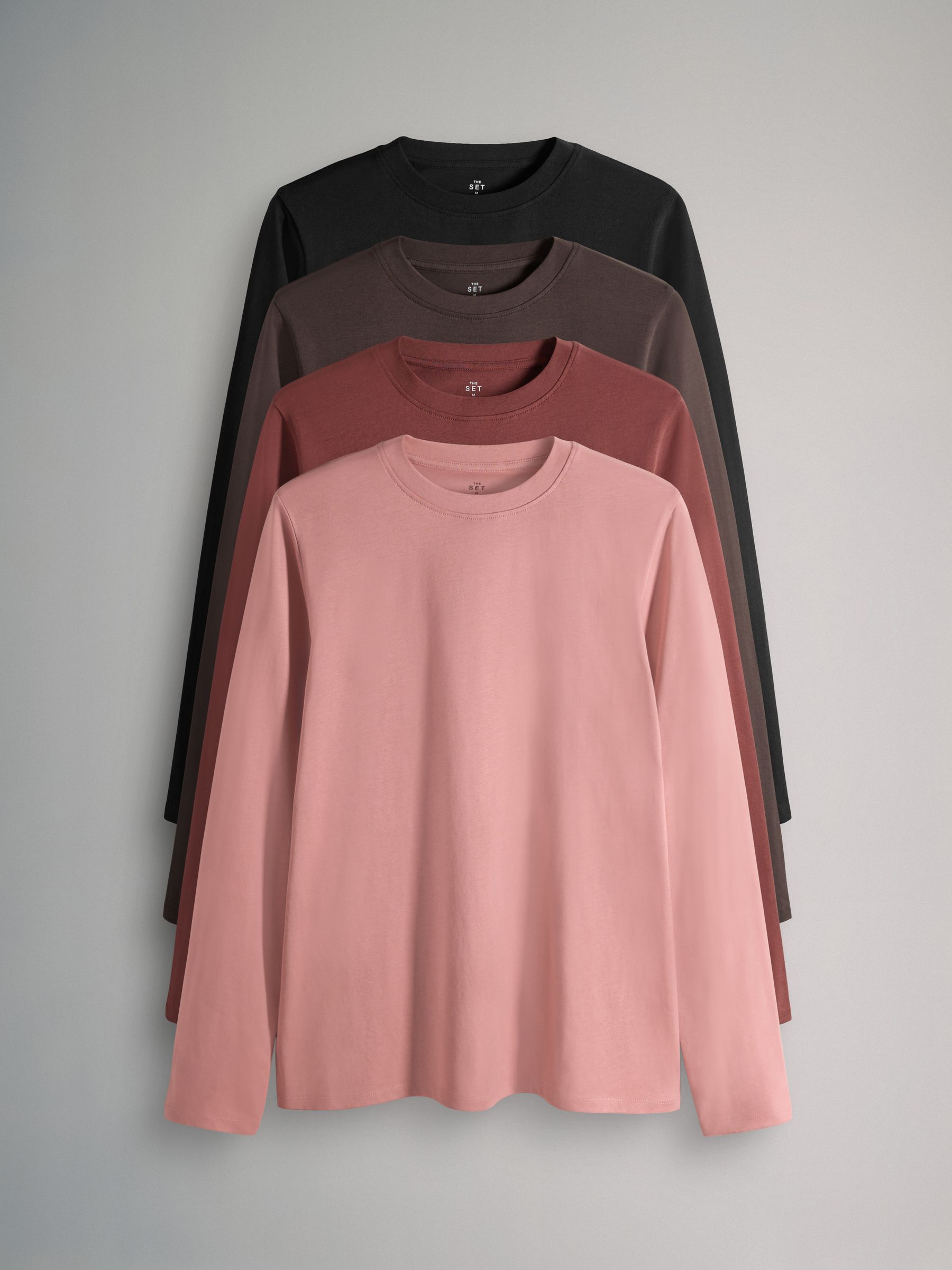 4 Pack 100% Cotton Long Sleeve T-Shirts Multi Slim Fit - Image 1 of 6