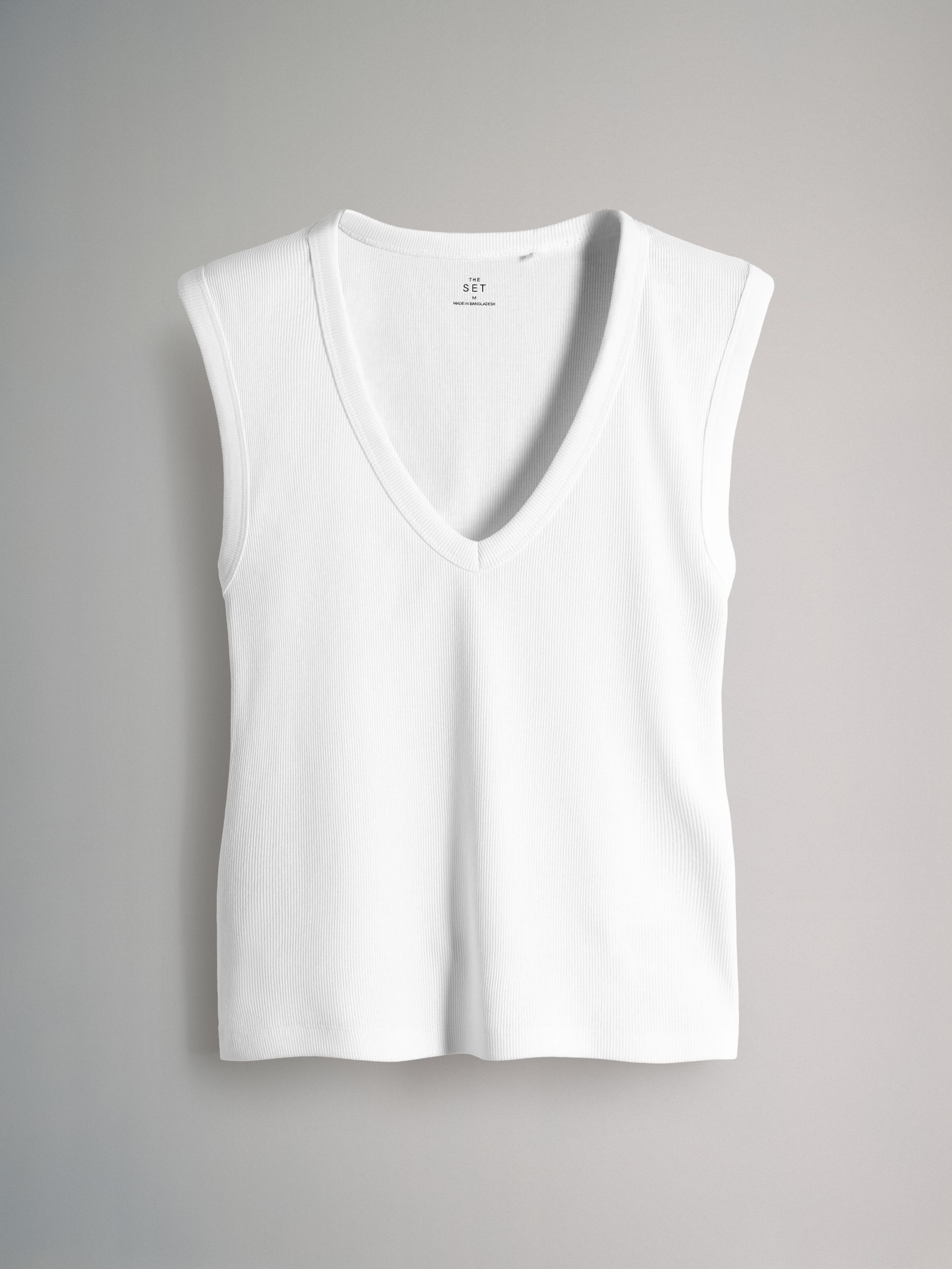 5 Pack Deep V-Neck Ribbed Vest Black/Brown/White/Cream - Image 3 of 6