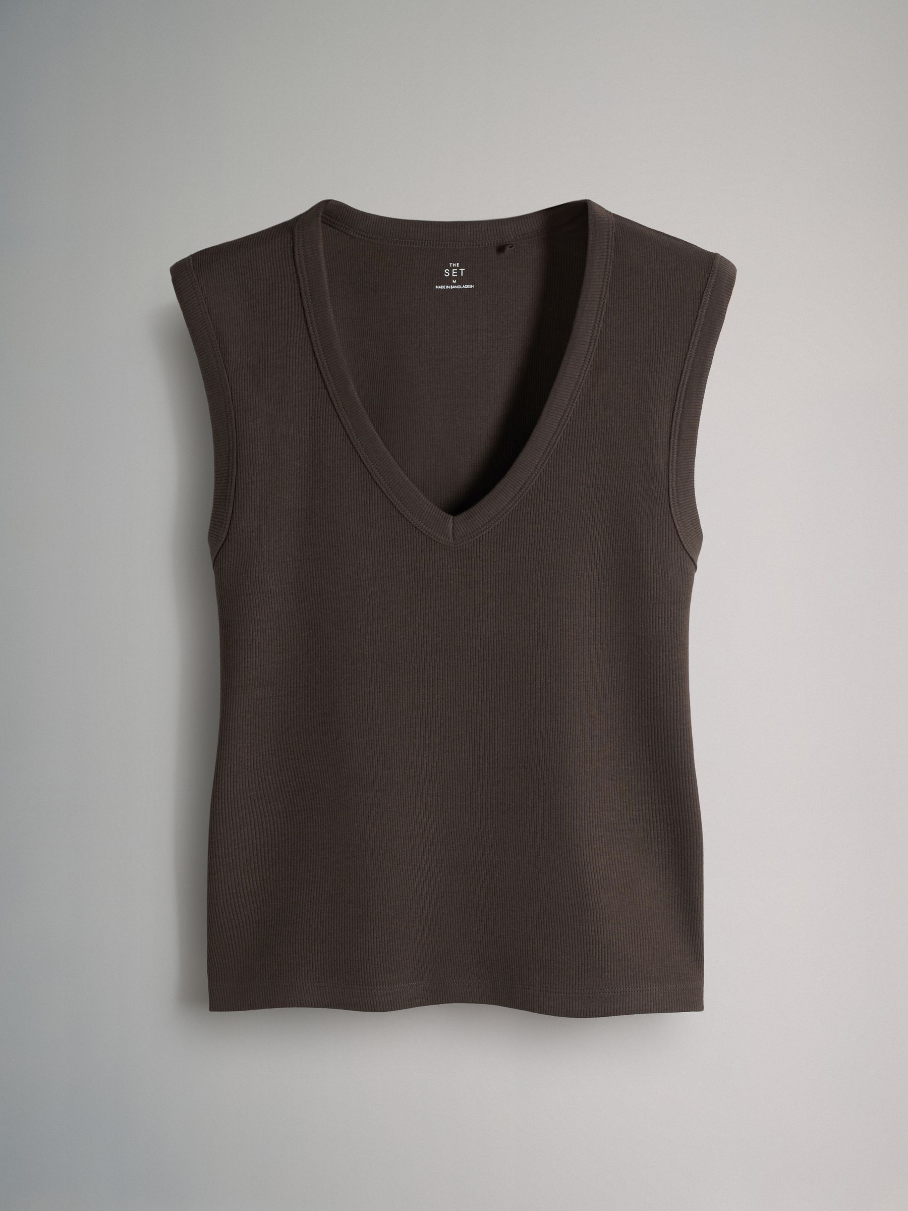 5 Pack Deep V-Neck Ribbed Vest Black/Brown/White/Cream - Image 6 of 6