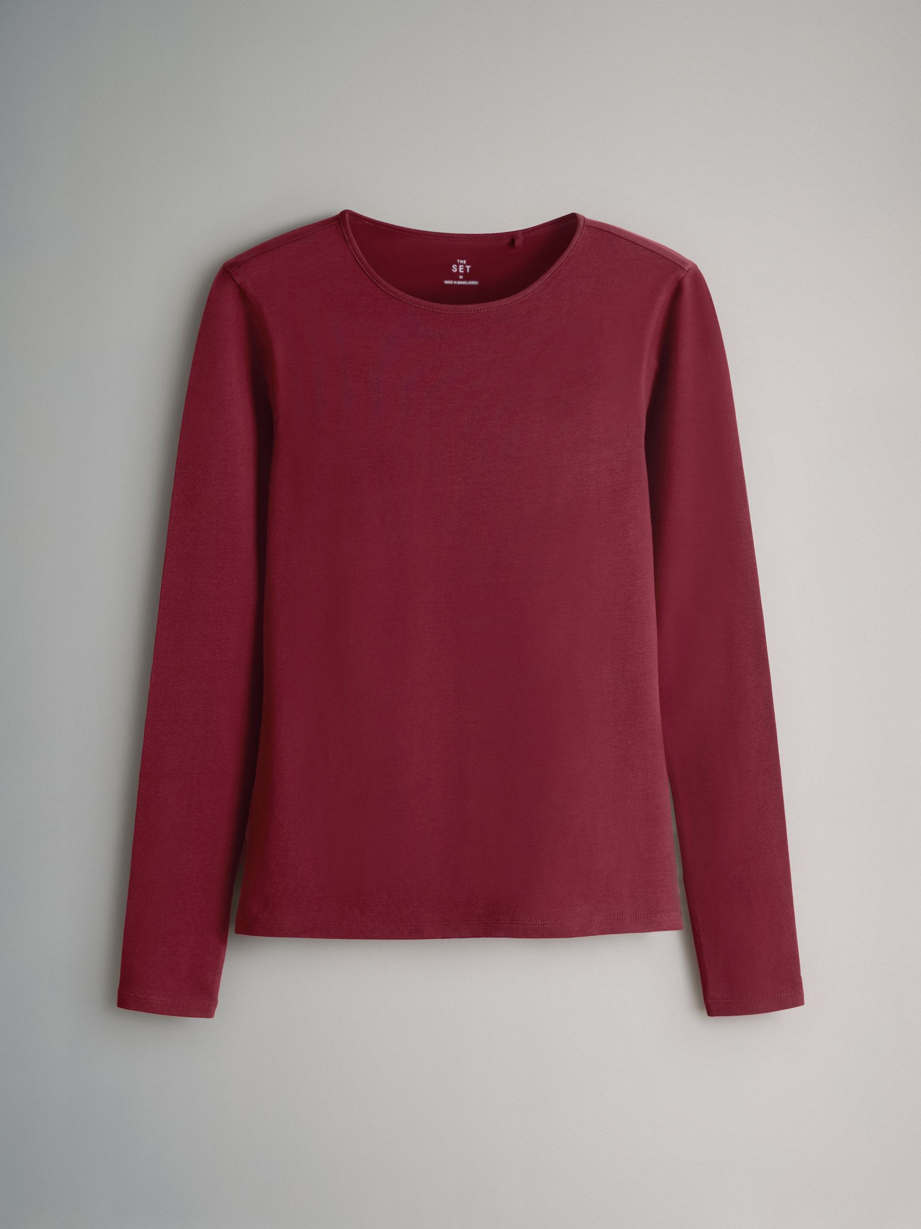 5 Pack Long Sleeve Crew Neck Fitted Tops Navy/Light Blue Stripe/Red/Stone Brown/White - Image 3 of 6