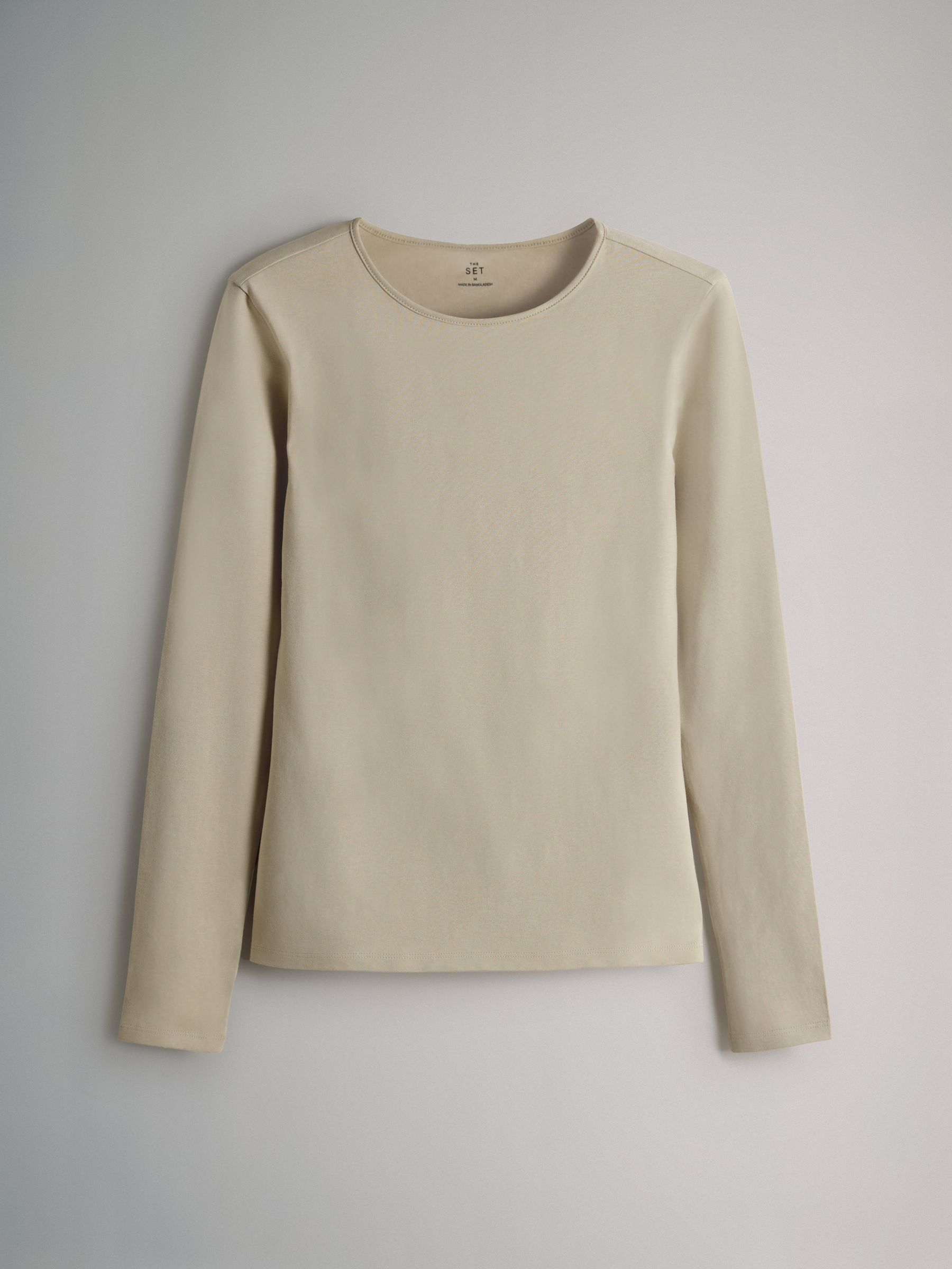 5 Pack Long Sleeve Crew Neck Fitted Tops Navy/Light Blue Stripe/Red/Stone Brown/White - Image 4 of 6