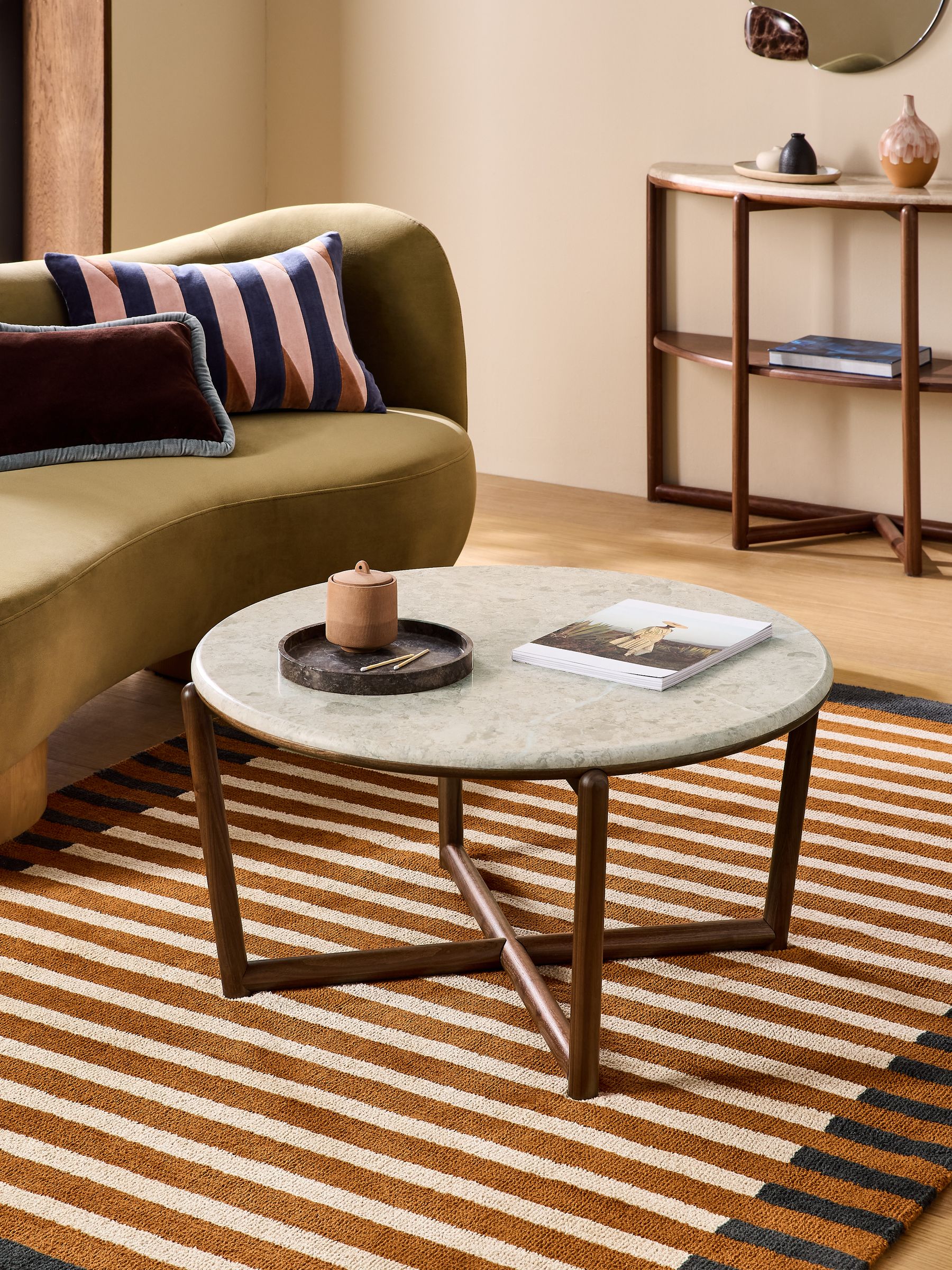 Everett Coffee Table in Walnut and Marble - Image 1 of 6