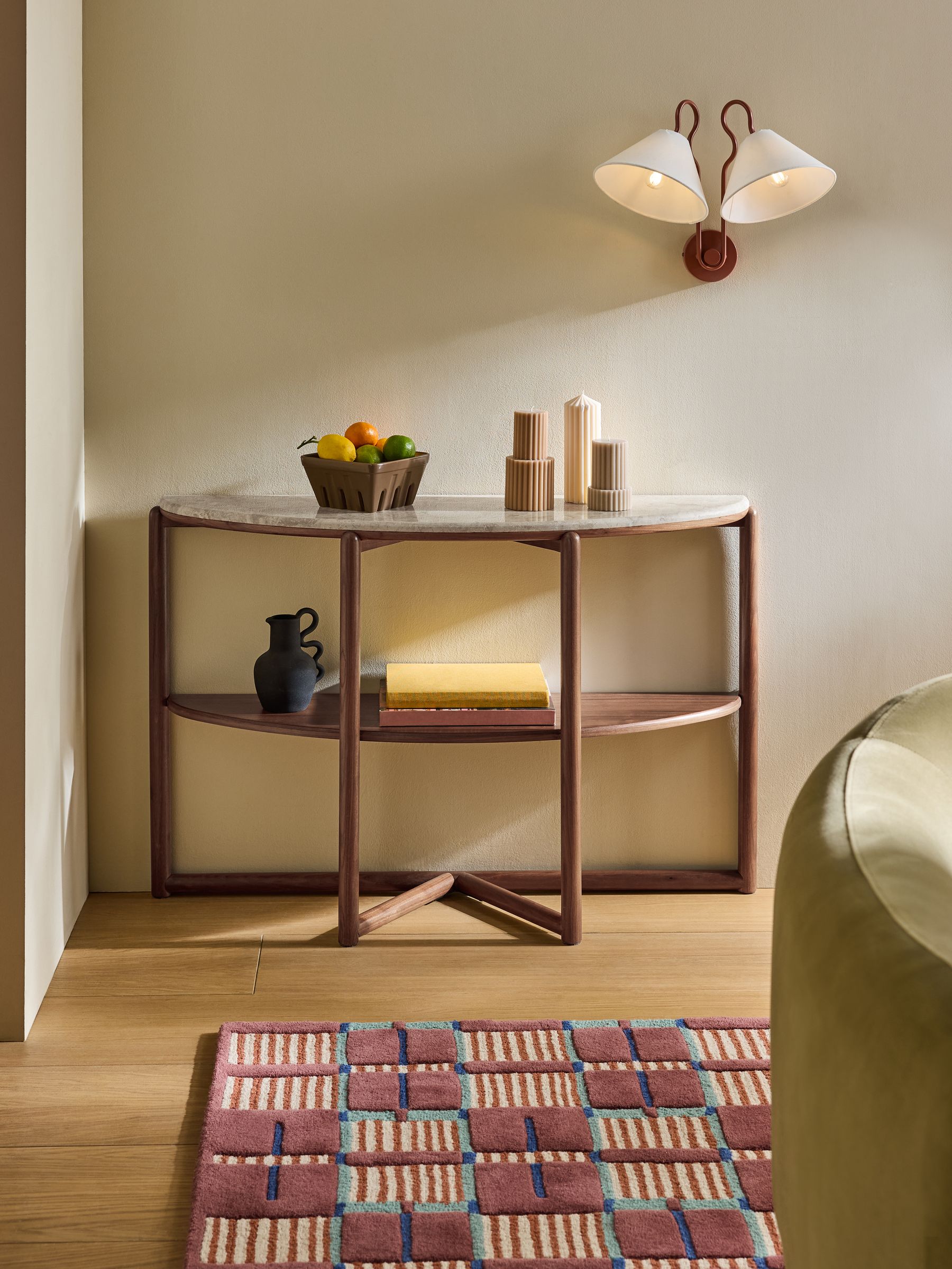Everett Console Table in Walnut and Marble - Image 1 of 6