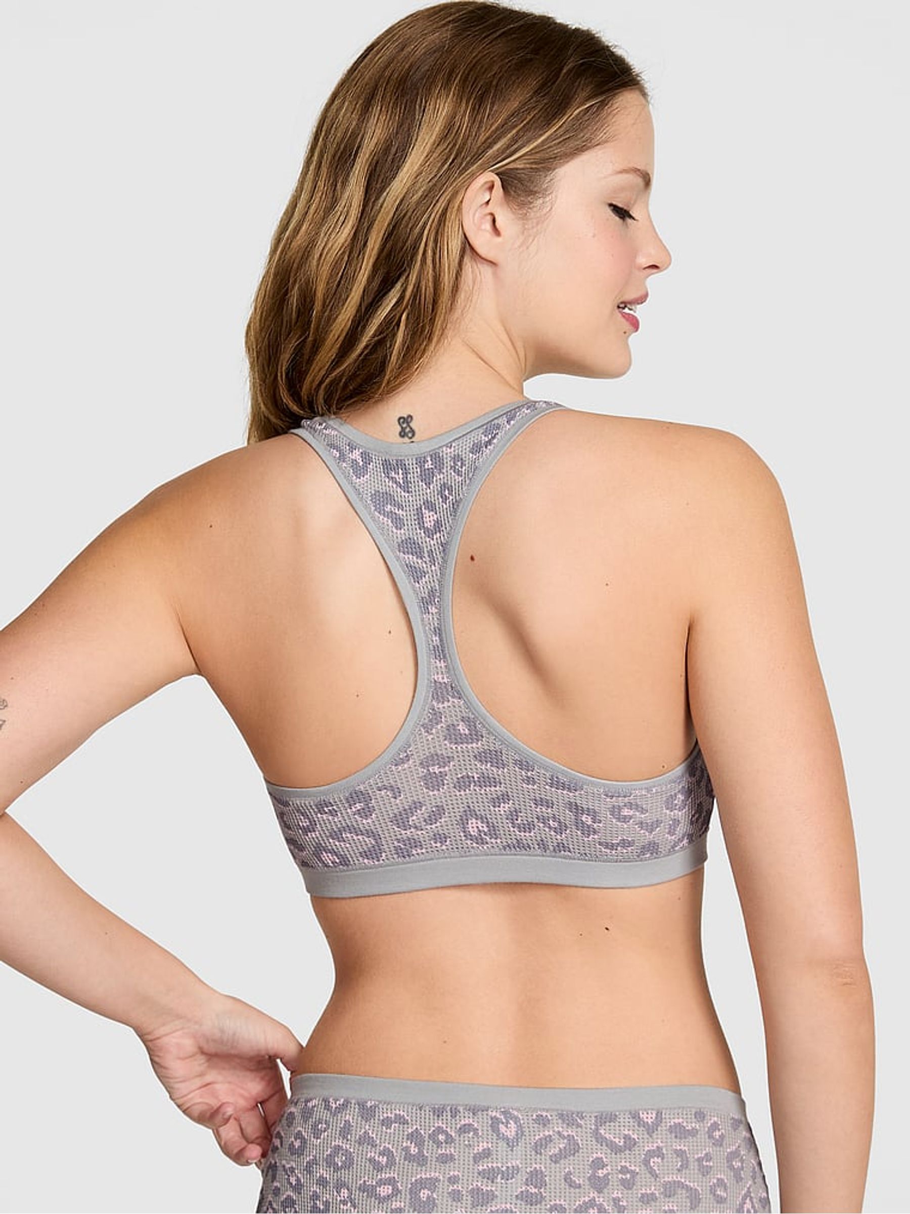 Grey Leopard Cotton Racerback Bralette - Image 2 of 3