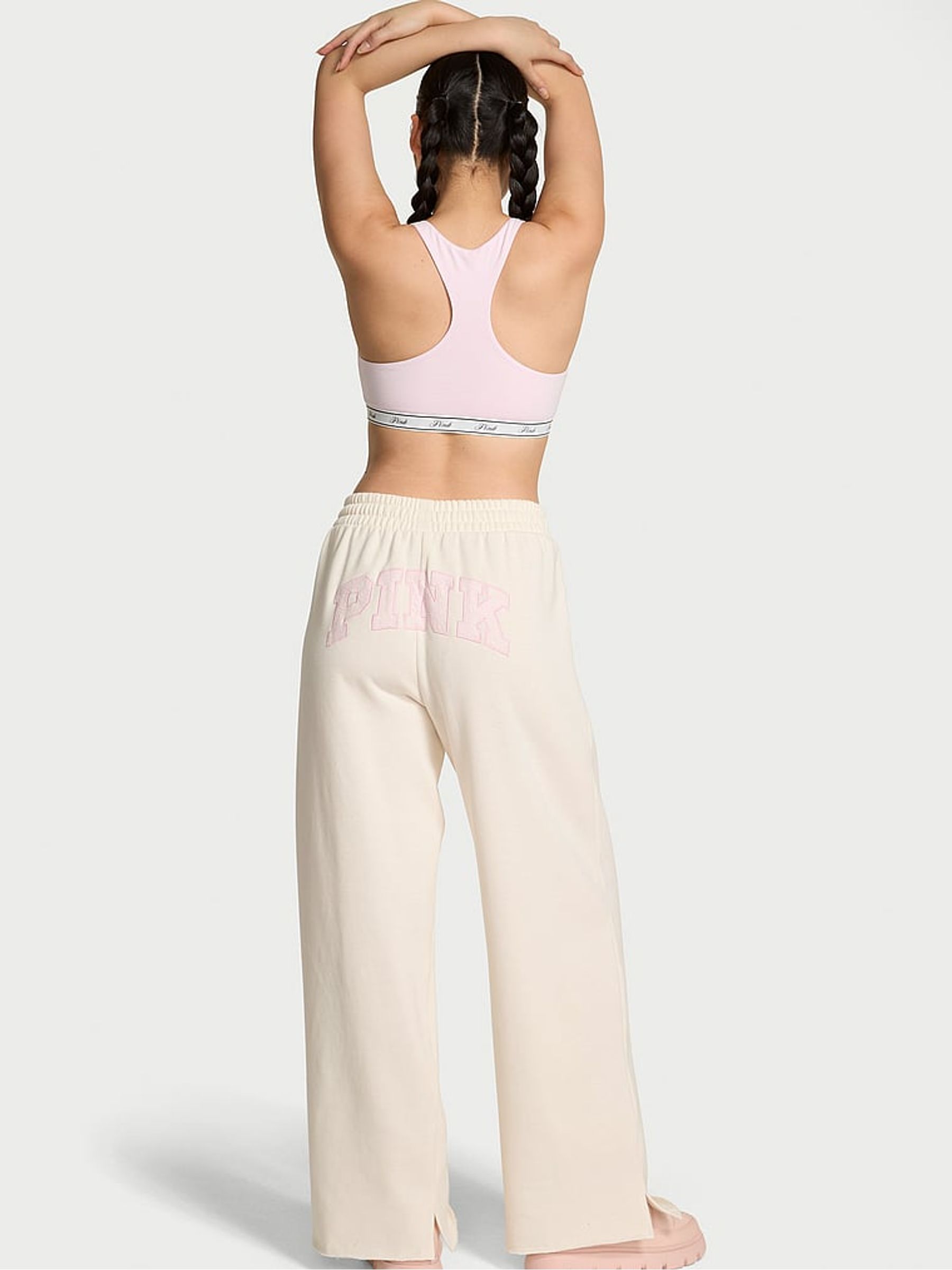 White and Pink Fleece Joggers - Image 2 of 2