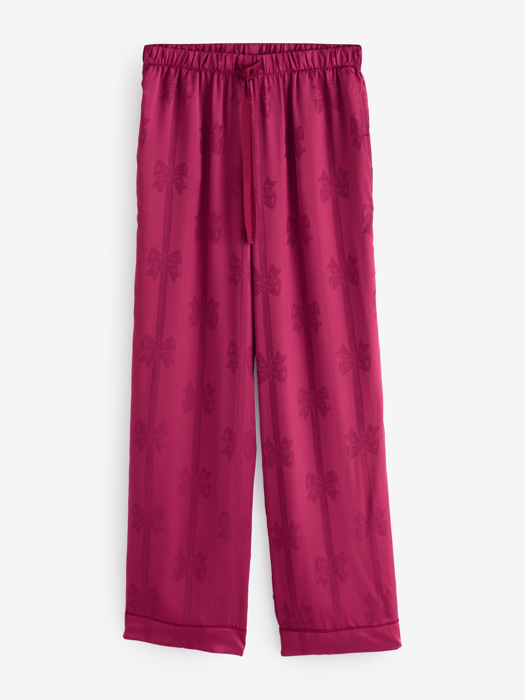 Red Lacquer Bows Satin Long Pyjamas Set - Image 3 of 5
