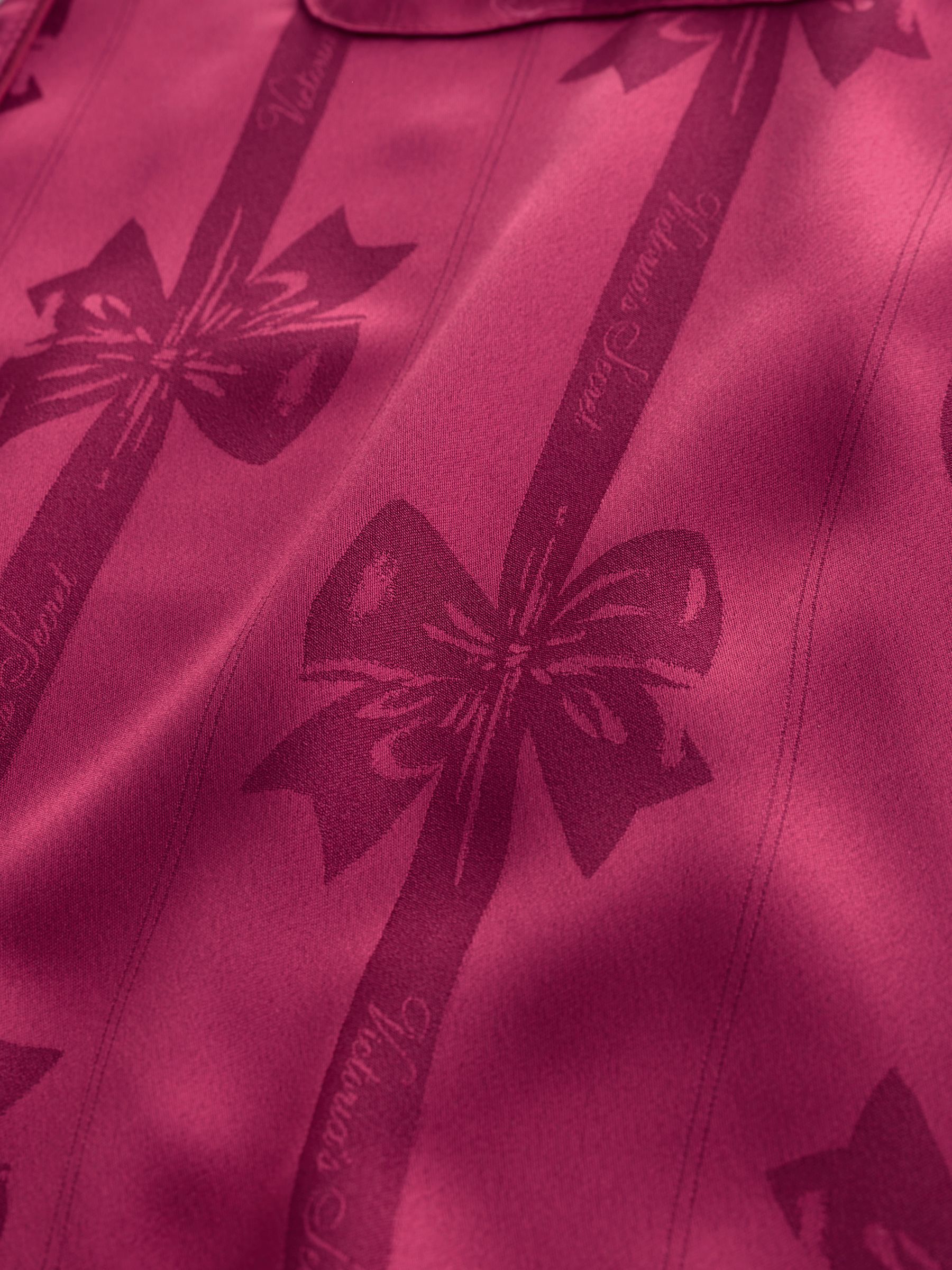 Red Lacquer Bows Satin Long Pyjamas Set - Image 5 of 5 Red Lacquer Bows Satin Long Pyjamas Set - Image 5 of 5
