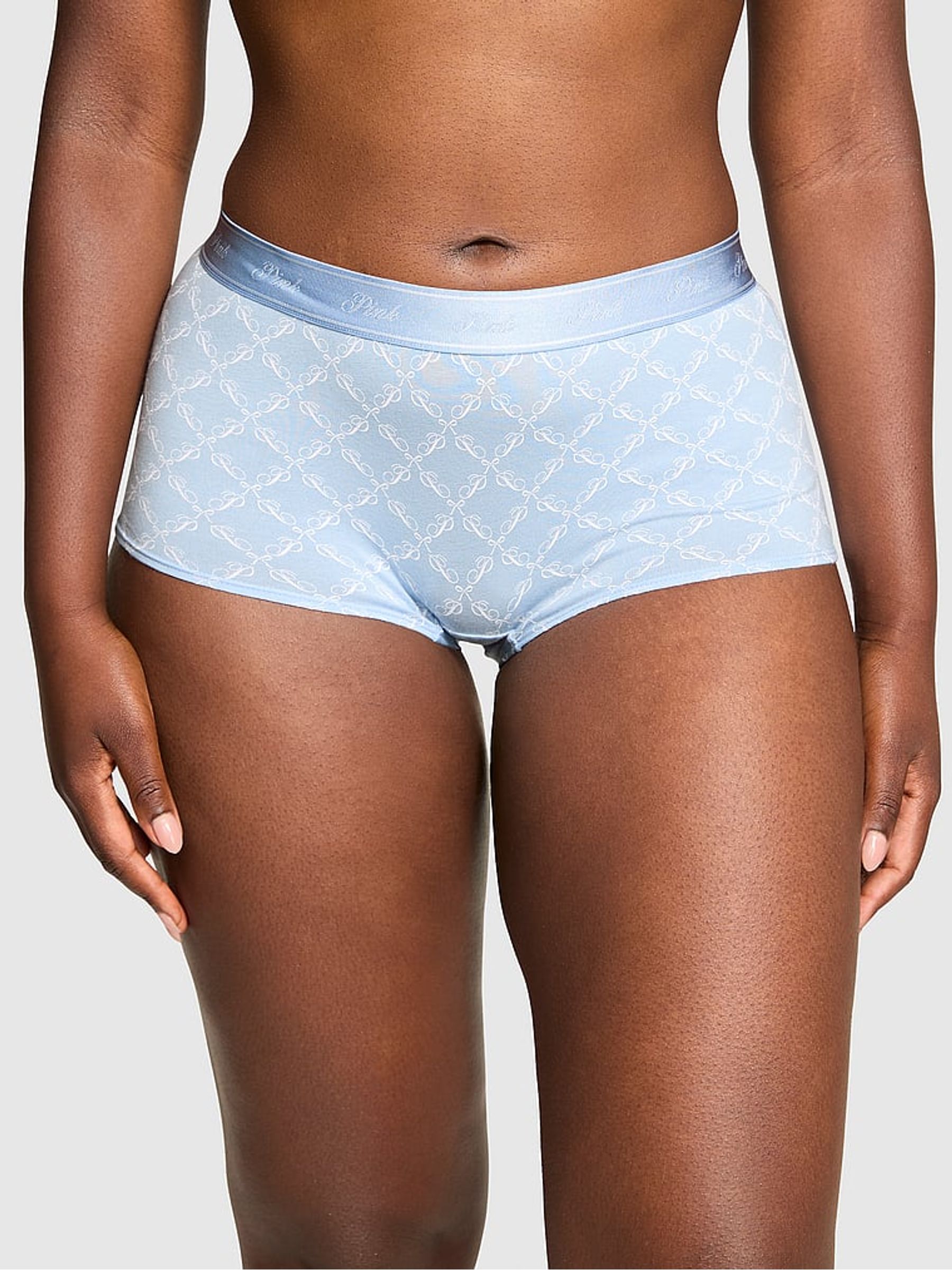 Icy Blue Logo Print High Waist Cotton Logo Knickers - Image 1 of 2 Icy Blue Logo Print High Waist Cotton Logo Knickers - Image 1 of 2