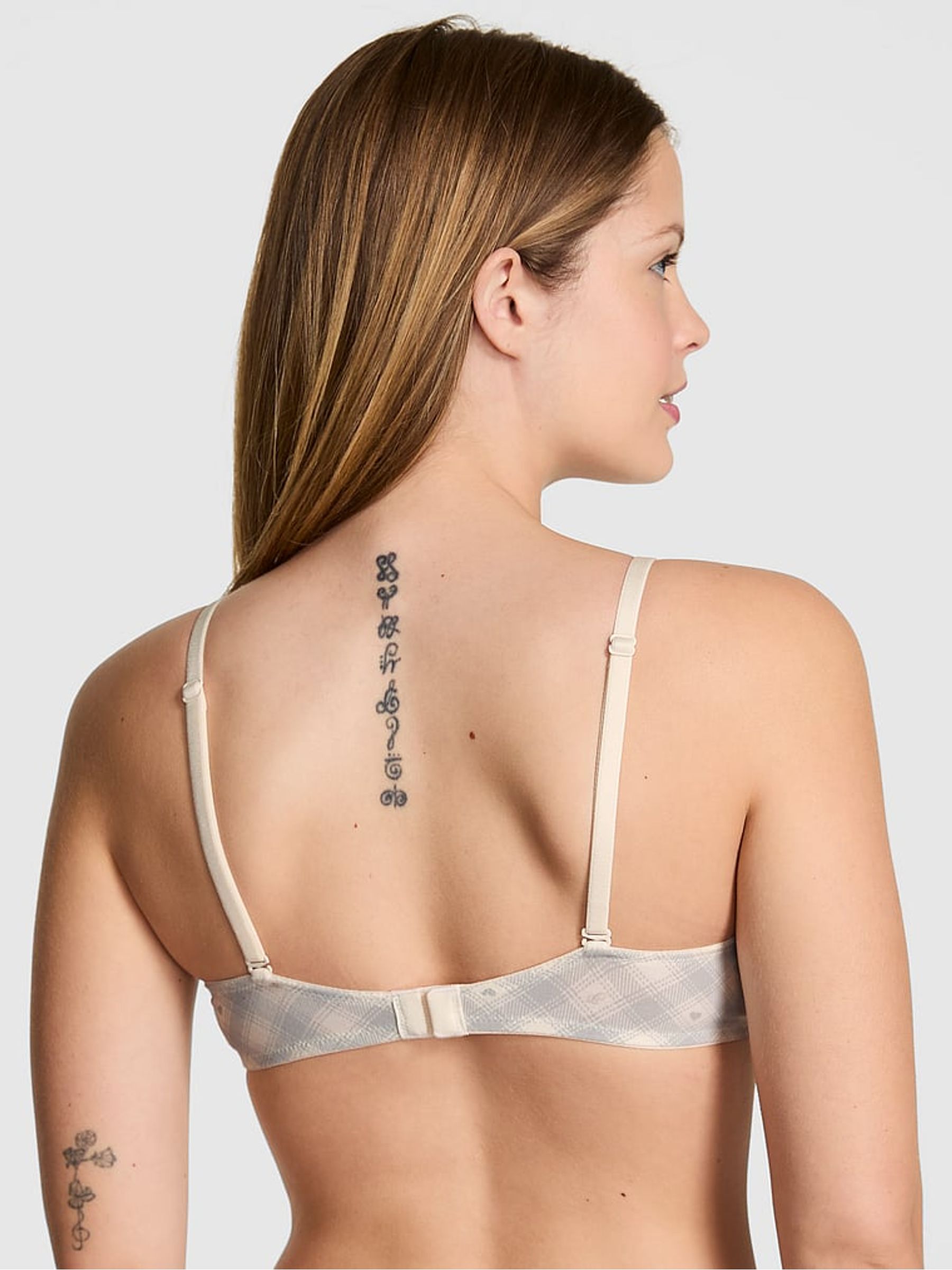 White Tartan Non Wired Lightly Lined Cotton Heather Lace Trim Bra - Image 2 of 2 White Tartan Non Wired Lightly Lined Cotton Heather Lace Trim Bra - Image 2 of 2