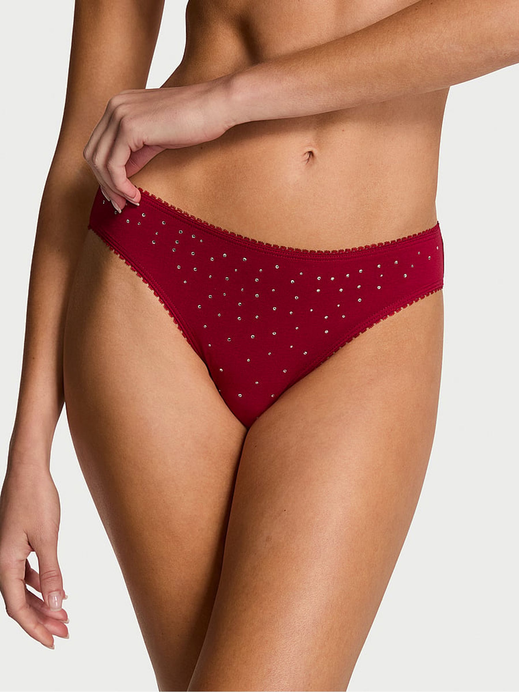 Red Lacquer Bikini Sparkle Knickers - Image 1 of 2