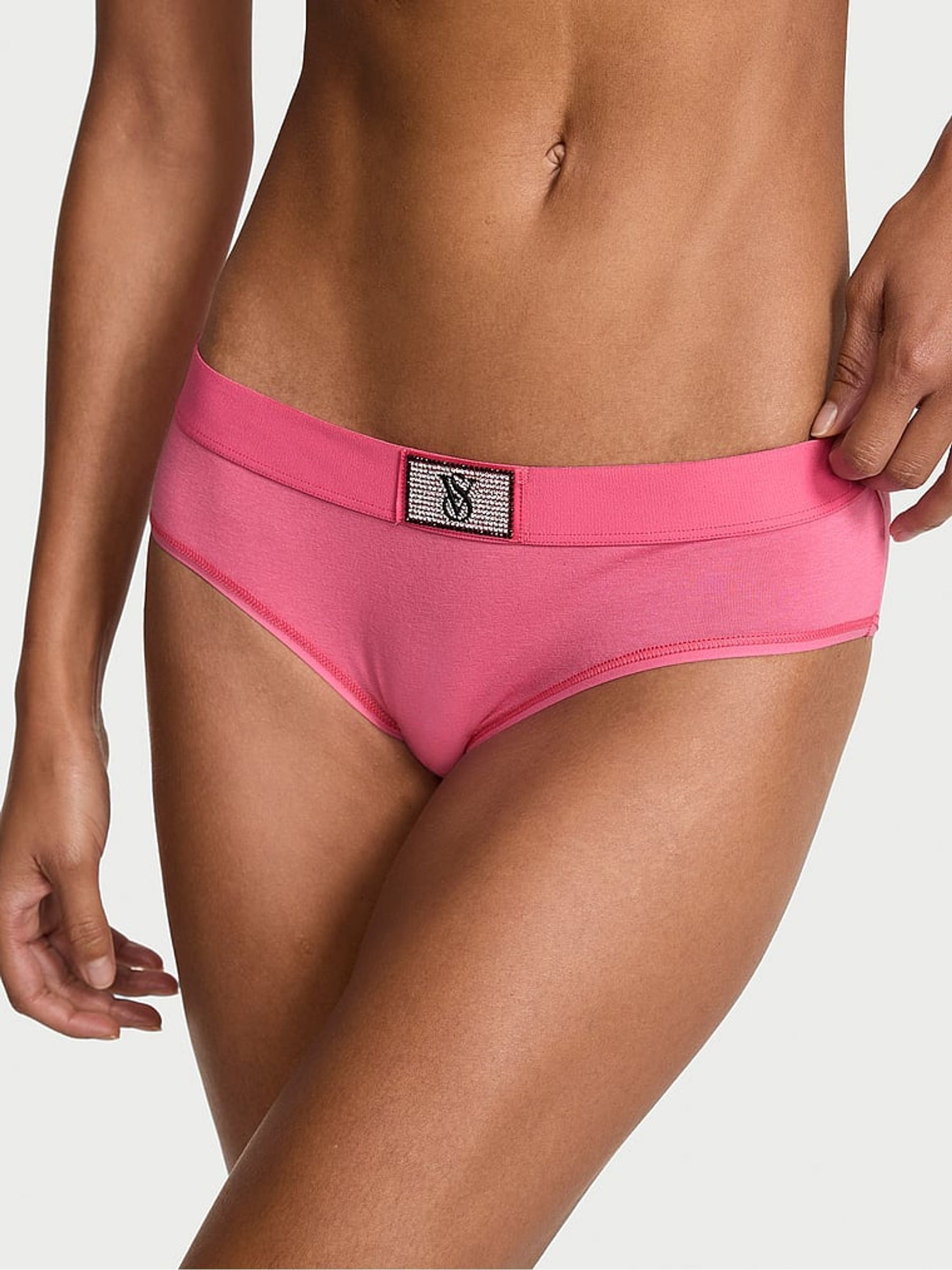 Rose Garden Pink Hipster Logo Shine Patch Knickers - Image 1 of 2 Rose Garden Pink Hipster Logo Shine Patch Knickers - Image 1 of 2