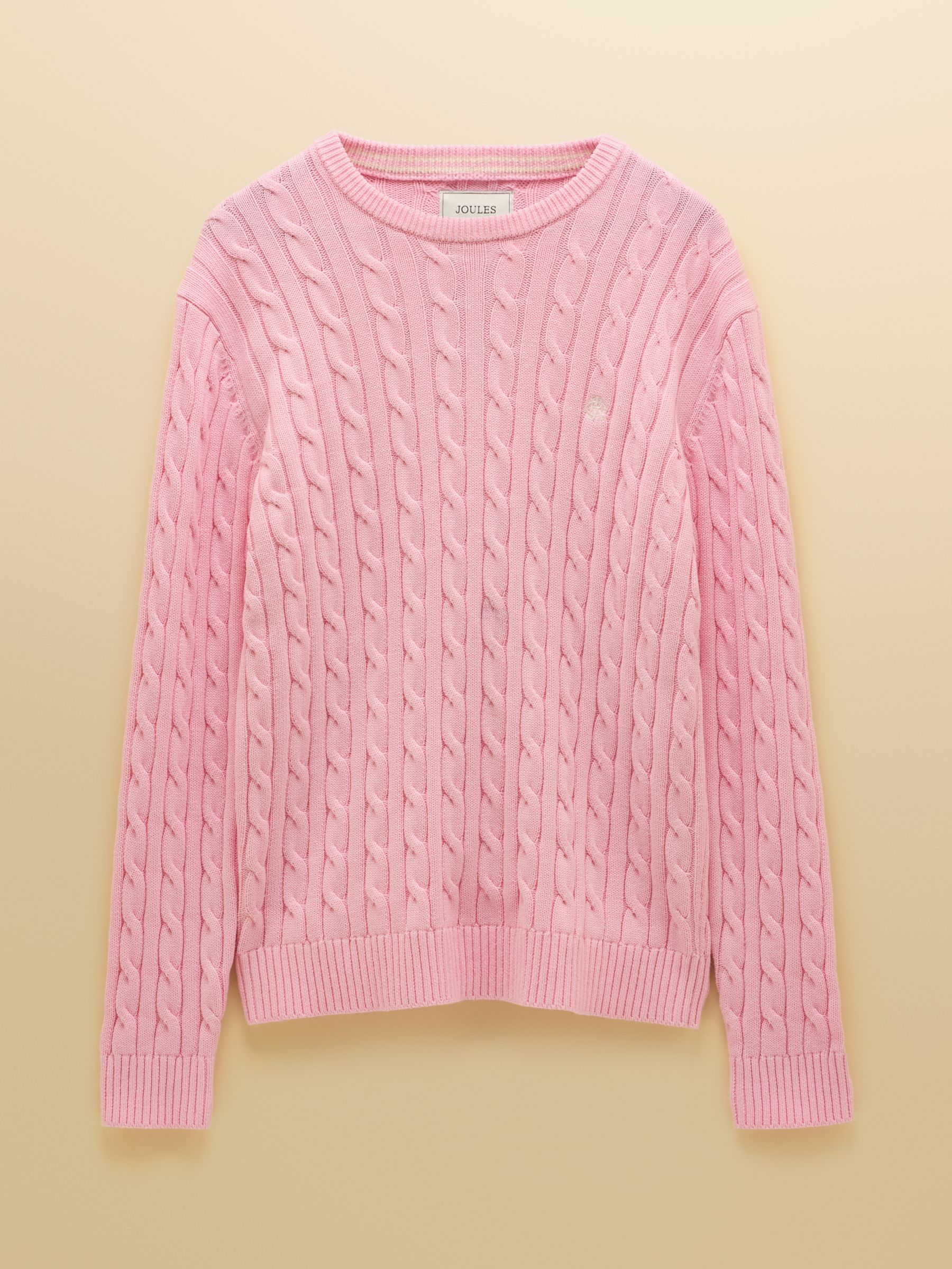 Pink Crew Neck Cotton Cable Knit Jumper - Image 10 of 10