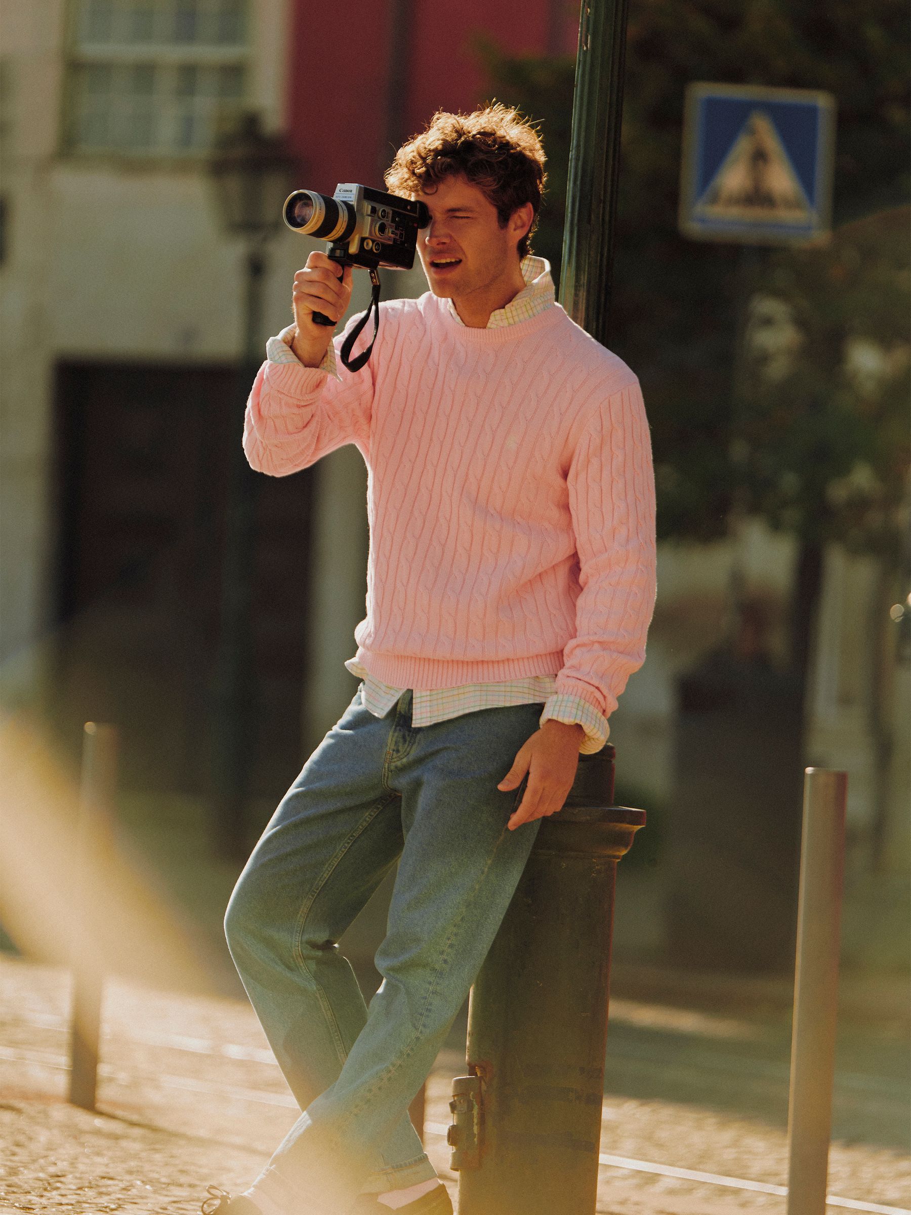 Pink Crew Neck Cotton Cable Knit Jumper - Image 2 of 10