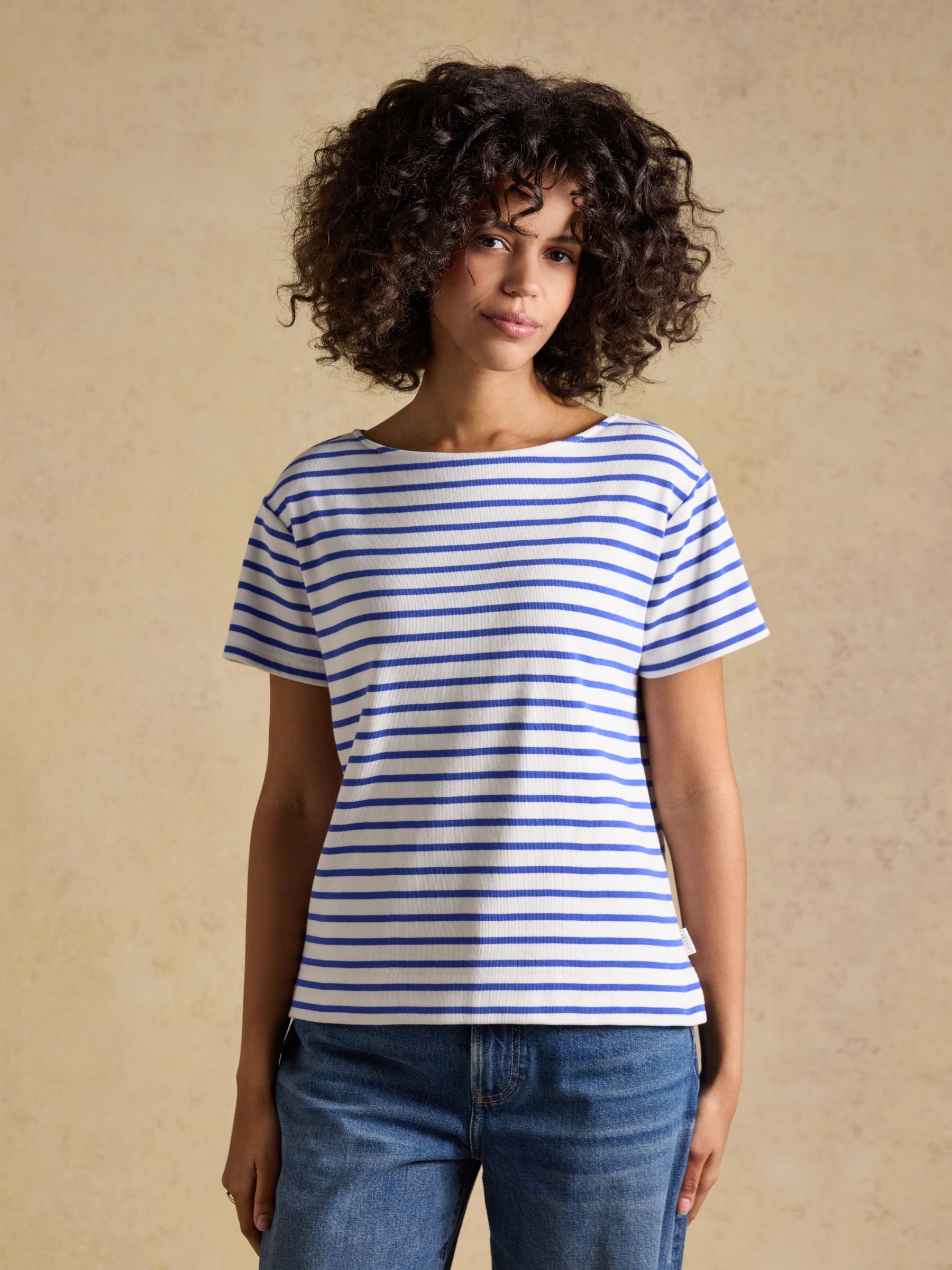 Harbour Blue Short Sleeve Boat Neck Breton Top - Image 1 of 5