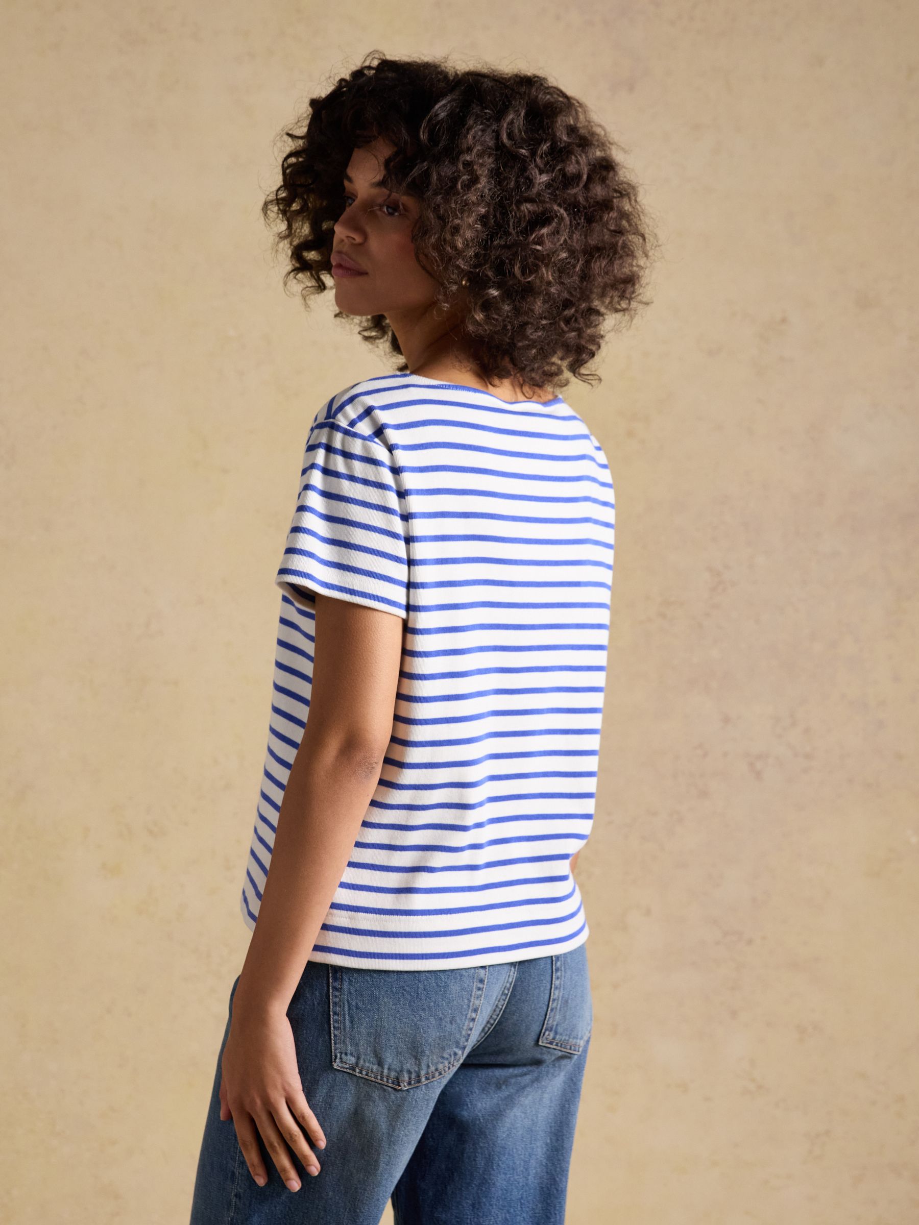 Harbour Blue Short Sleeve Boat Neck Breton Top - Image 2 of 5