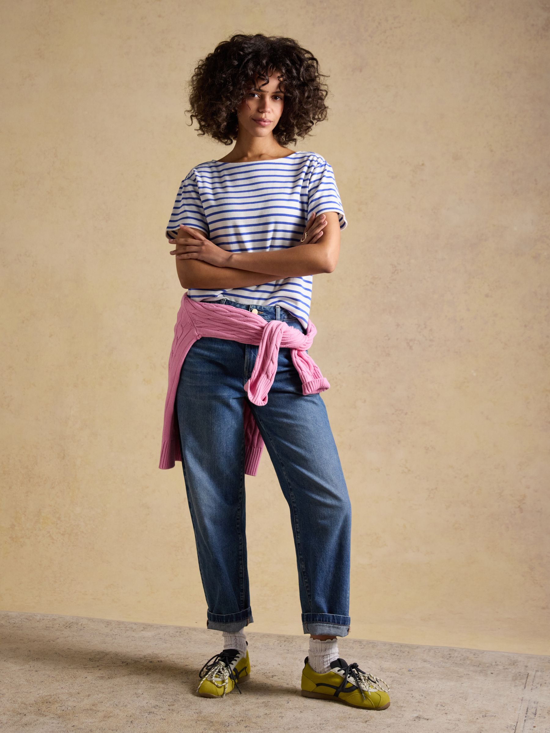 Harbour Blue Short Sleeve Boat Neck Breton Top - Image 3 of 5