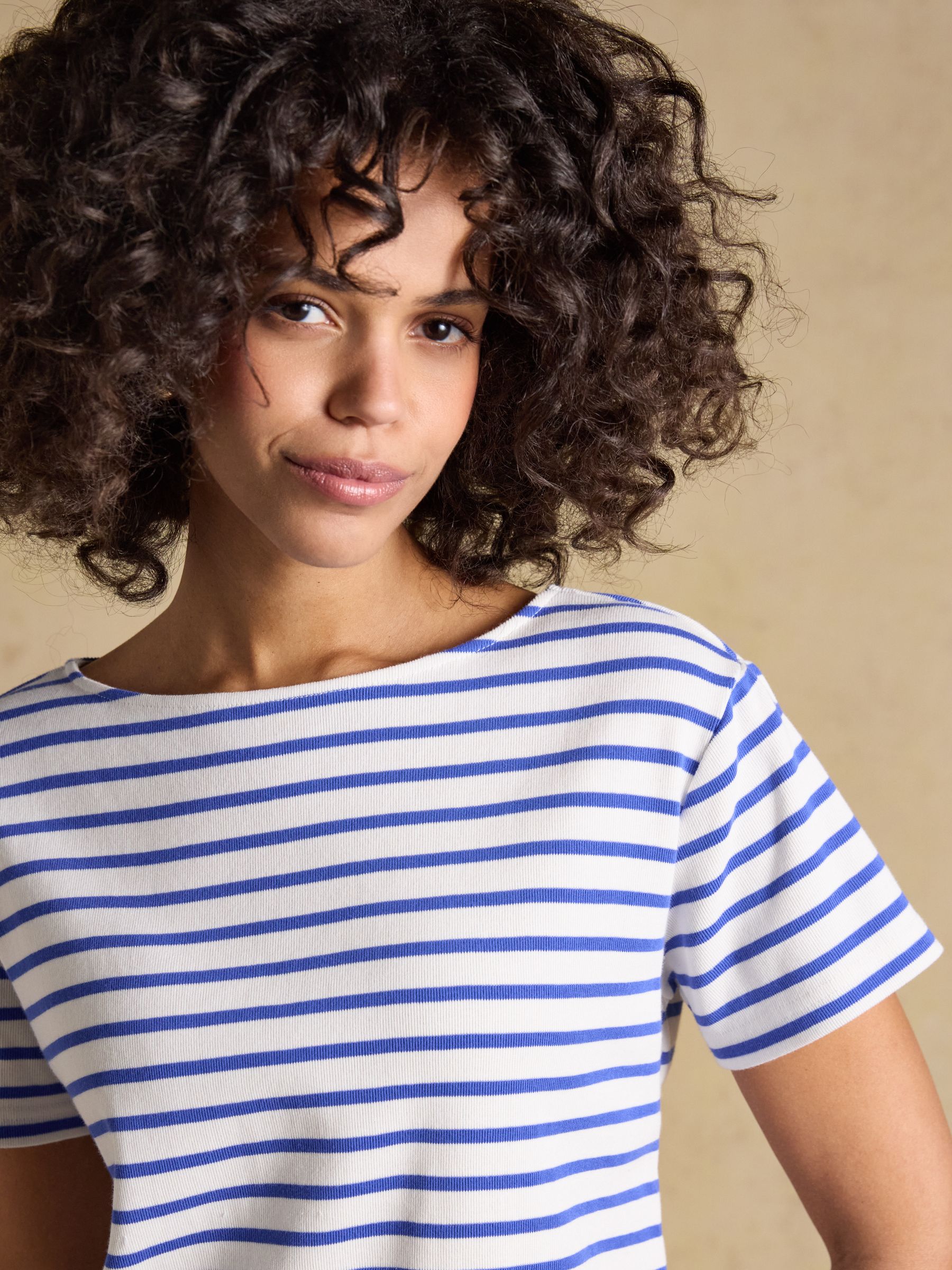 Harbour Blue Short Sleeve Boat Neck Breton Top - Image 4 of 5