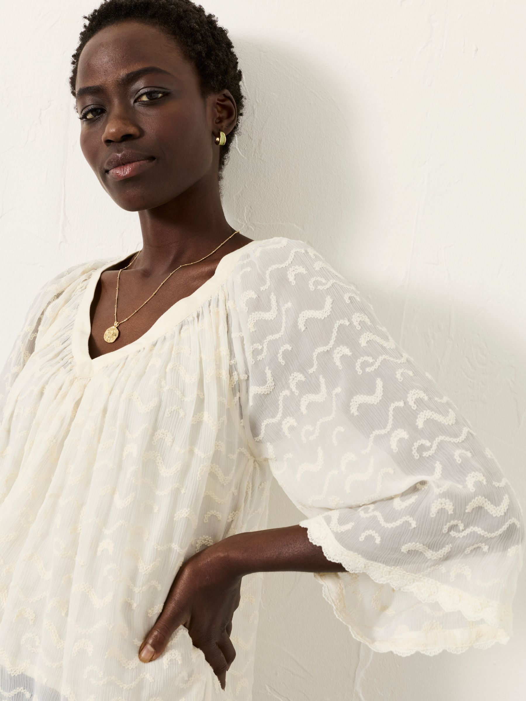 Millie Ivory Petite Embroidered Blouse - Image 2 of 7 Millie Ivory Petite Embroidered Blouse - Image 2 of 7