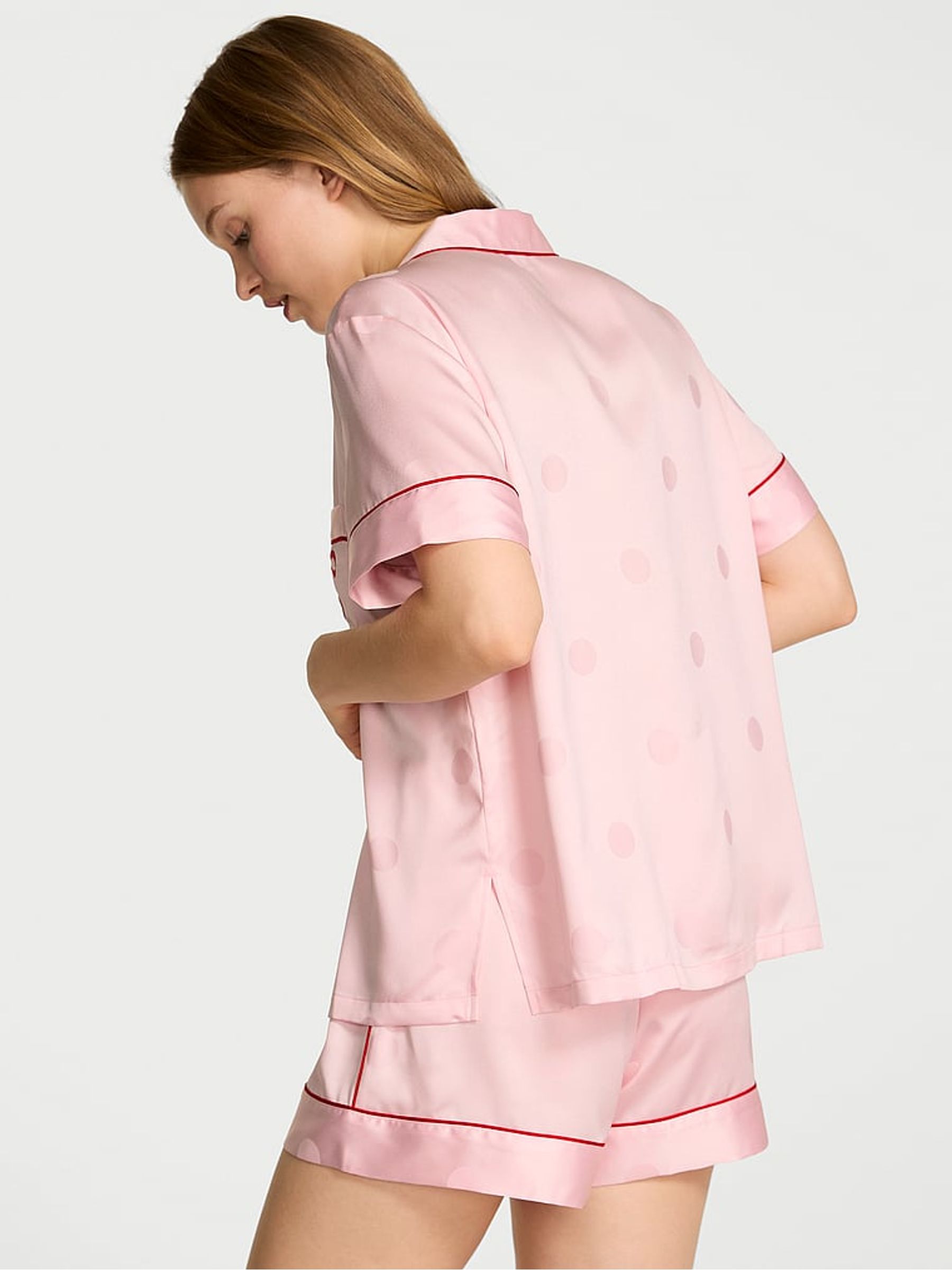 Angel Pink Large Dot Satin Short Pyjamas Set - Image 2 of 2
