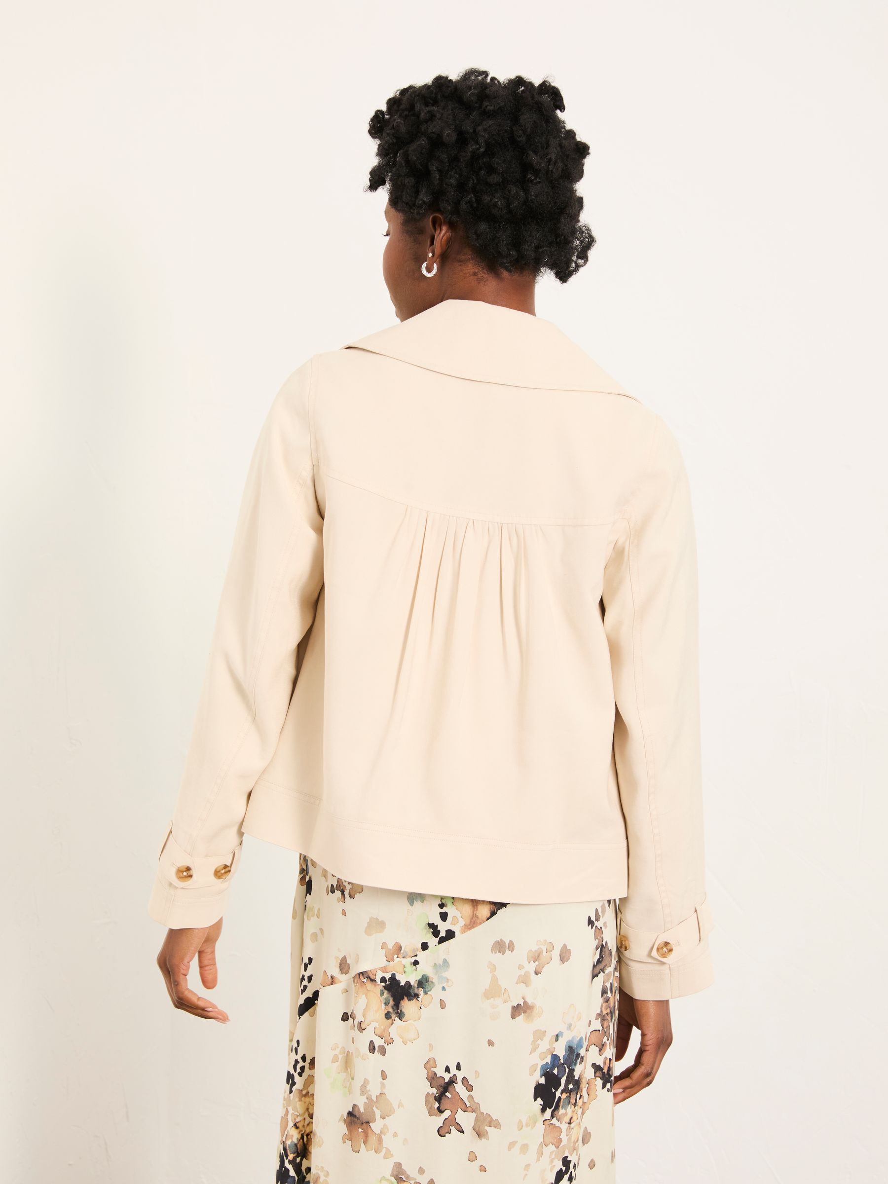 Cora Neutral Petite Cropped Trench Coat - Image 2 of 6