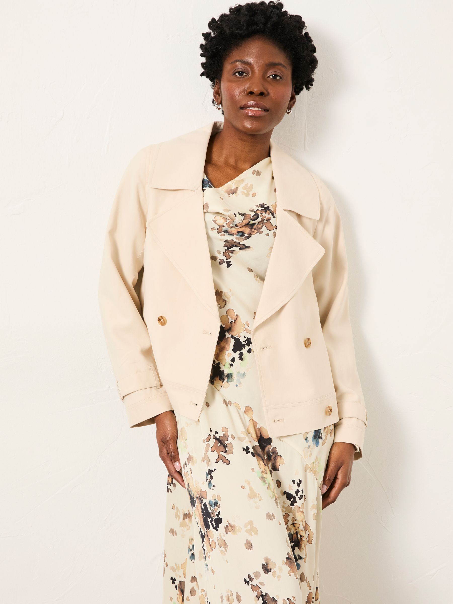 Cora Neutral Petite Cropped Trench Coat - Image 4 of 6