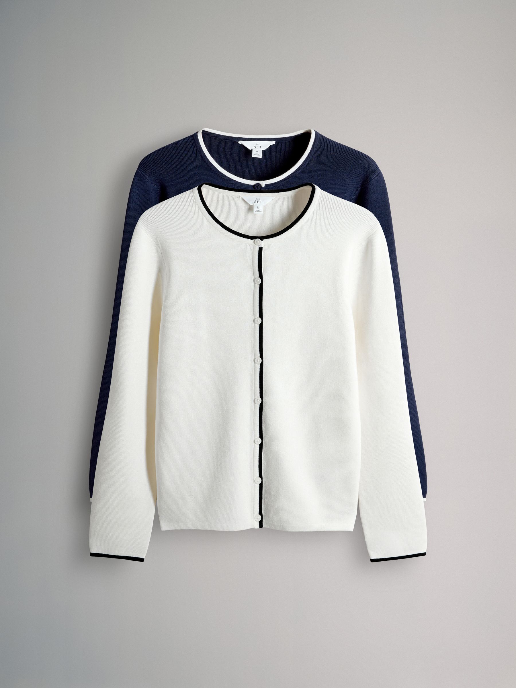 Navy Blue/Ecru 2 Pack Knitted Tipped Cardigans - Image 2 of 6