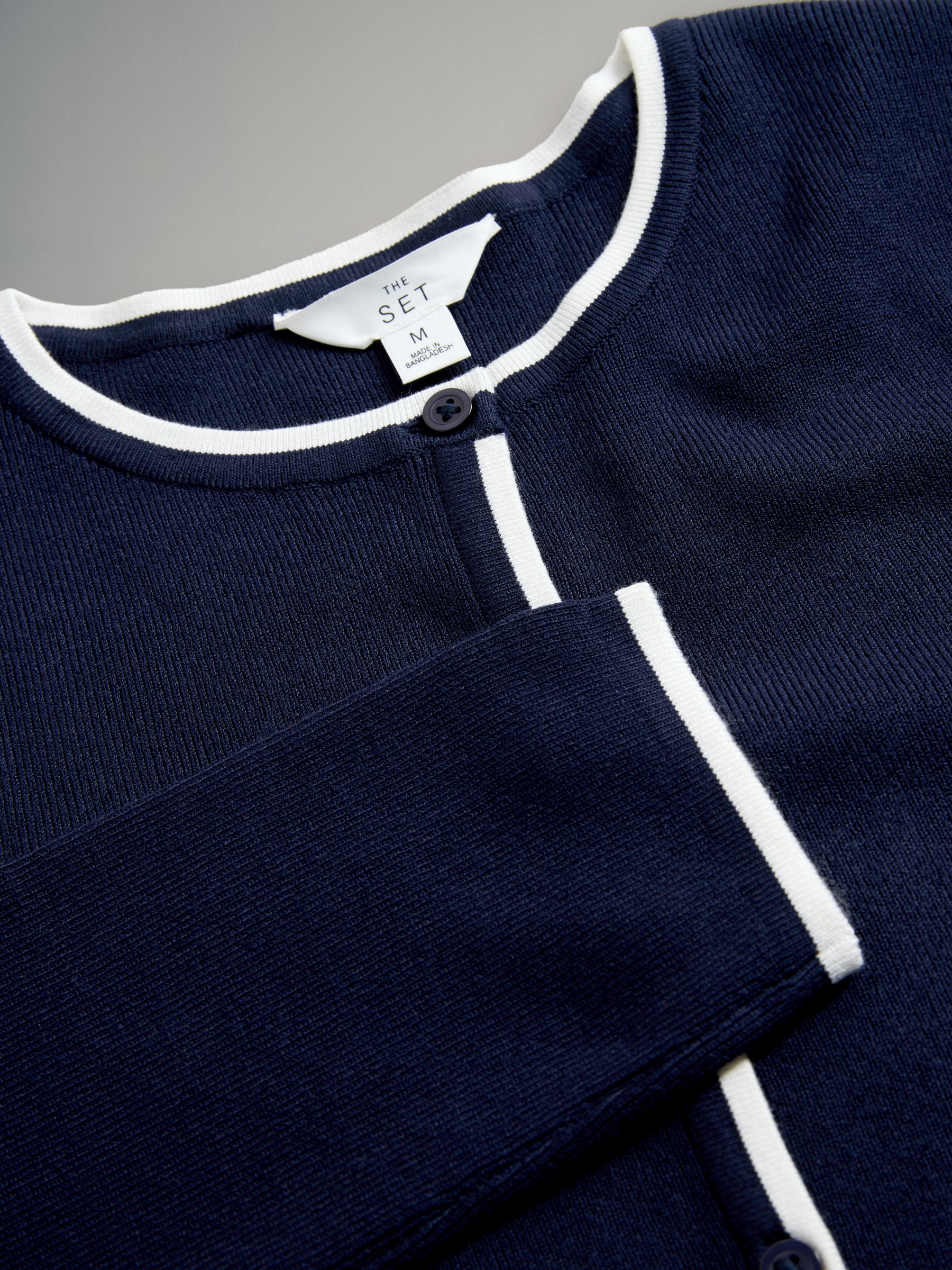 Navy Blue/Ecru 2 Pack Knitted Tipped Cardigans - Image 6 of 6