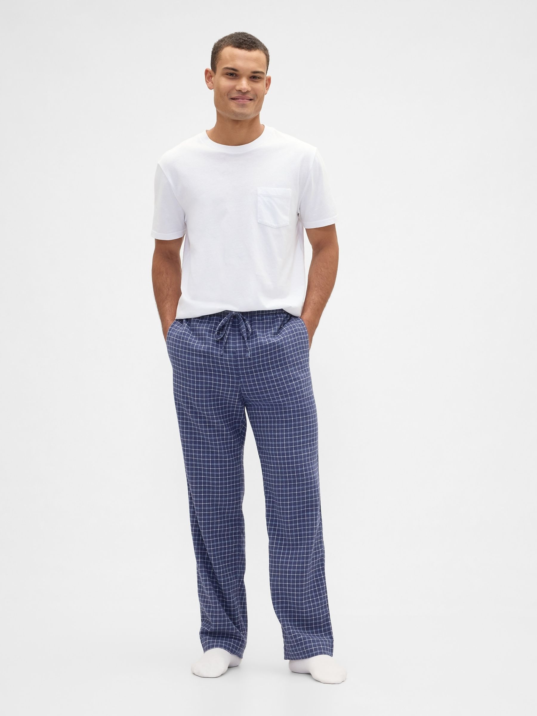 Blue Check Relaxed Flannel Pyjama Trousers - Image 3 of 4