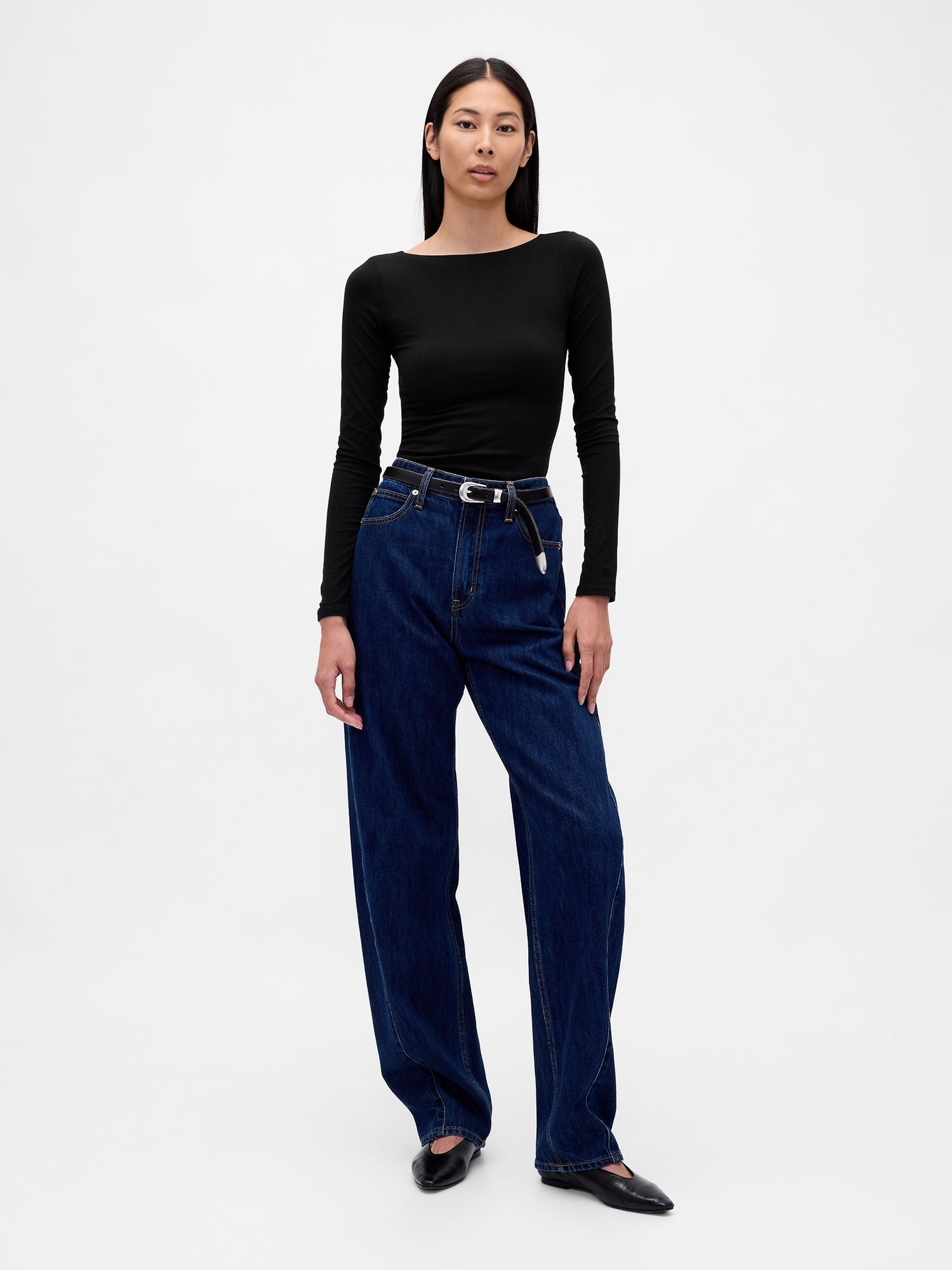 Black CloseKnit Jersey Boatneck Open-Back T-Shirt - Image 3 of 4