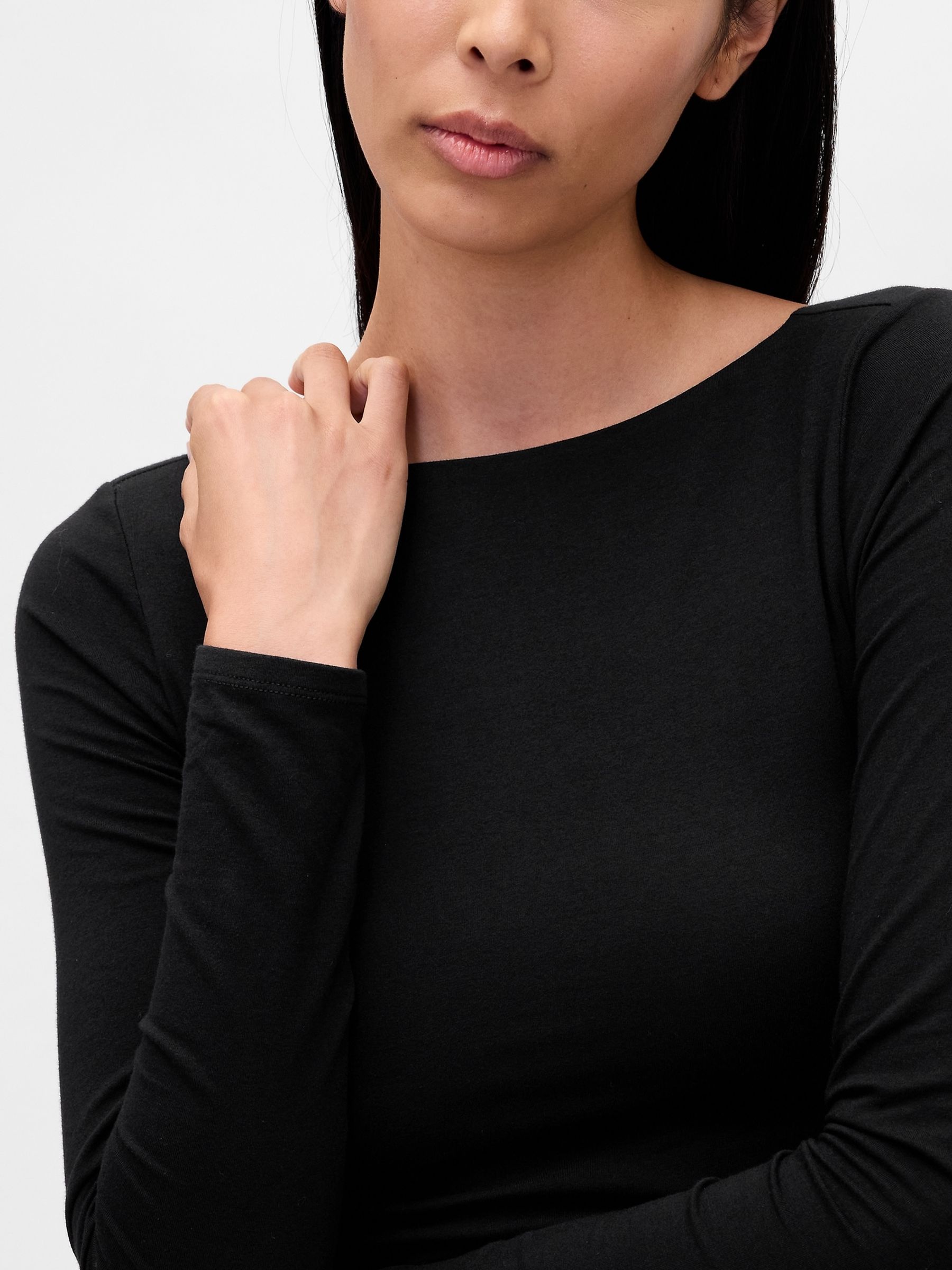 Black CloseKnit Jersey Boatneck Open-Back T-Shirt - Image 4 of 4