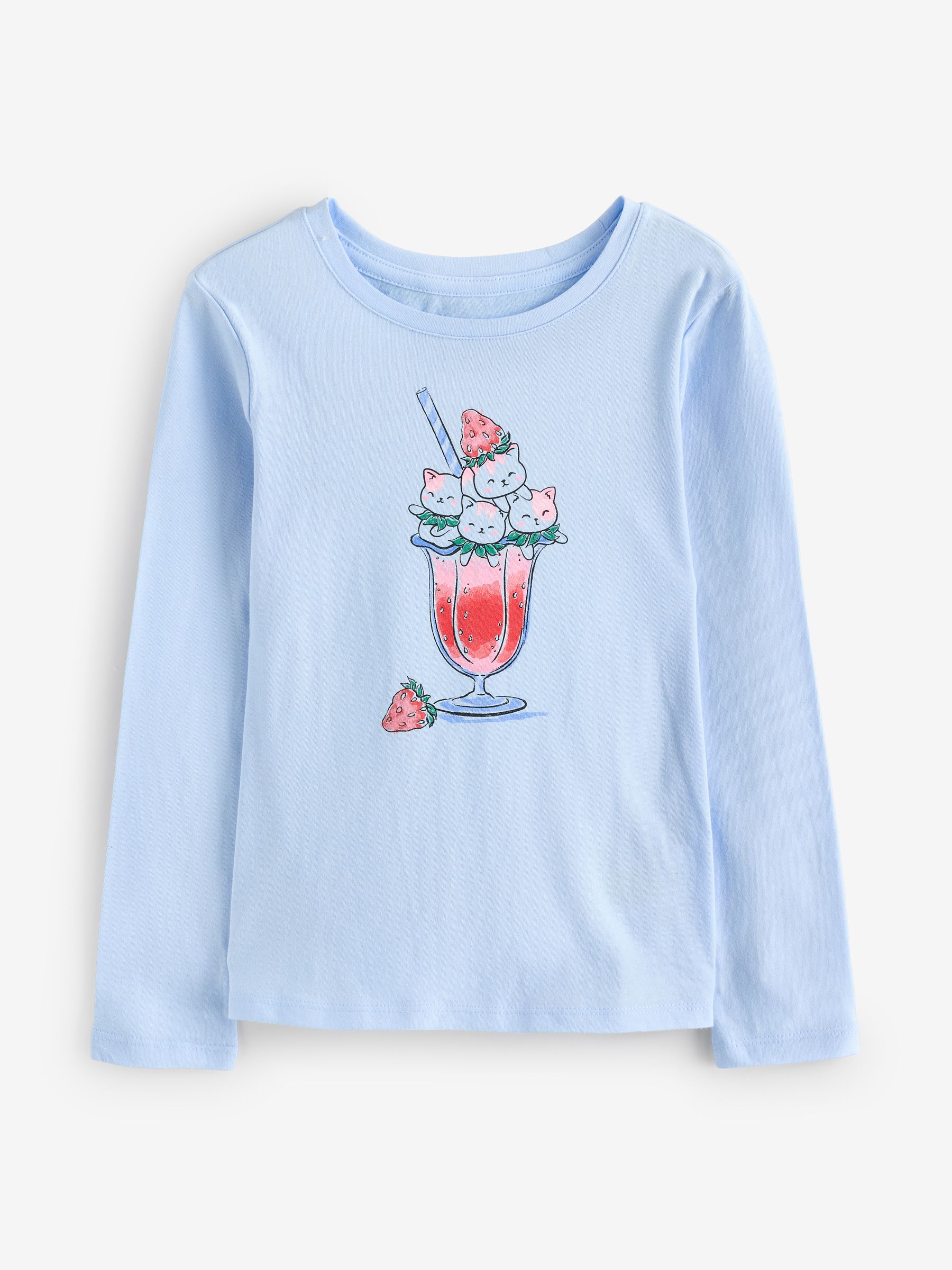 Blue Long Sleeve Graphic T-Shirt - Image 1 of 4