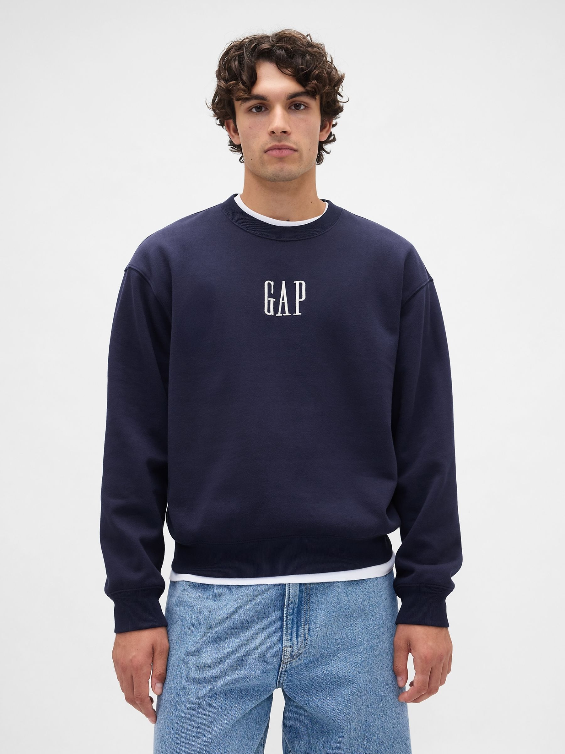 Navy Blue Oversized Heavyweight Logo Sweatshirt - Image 1 of 4