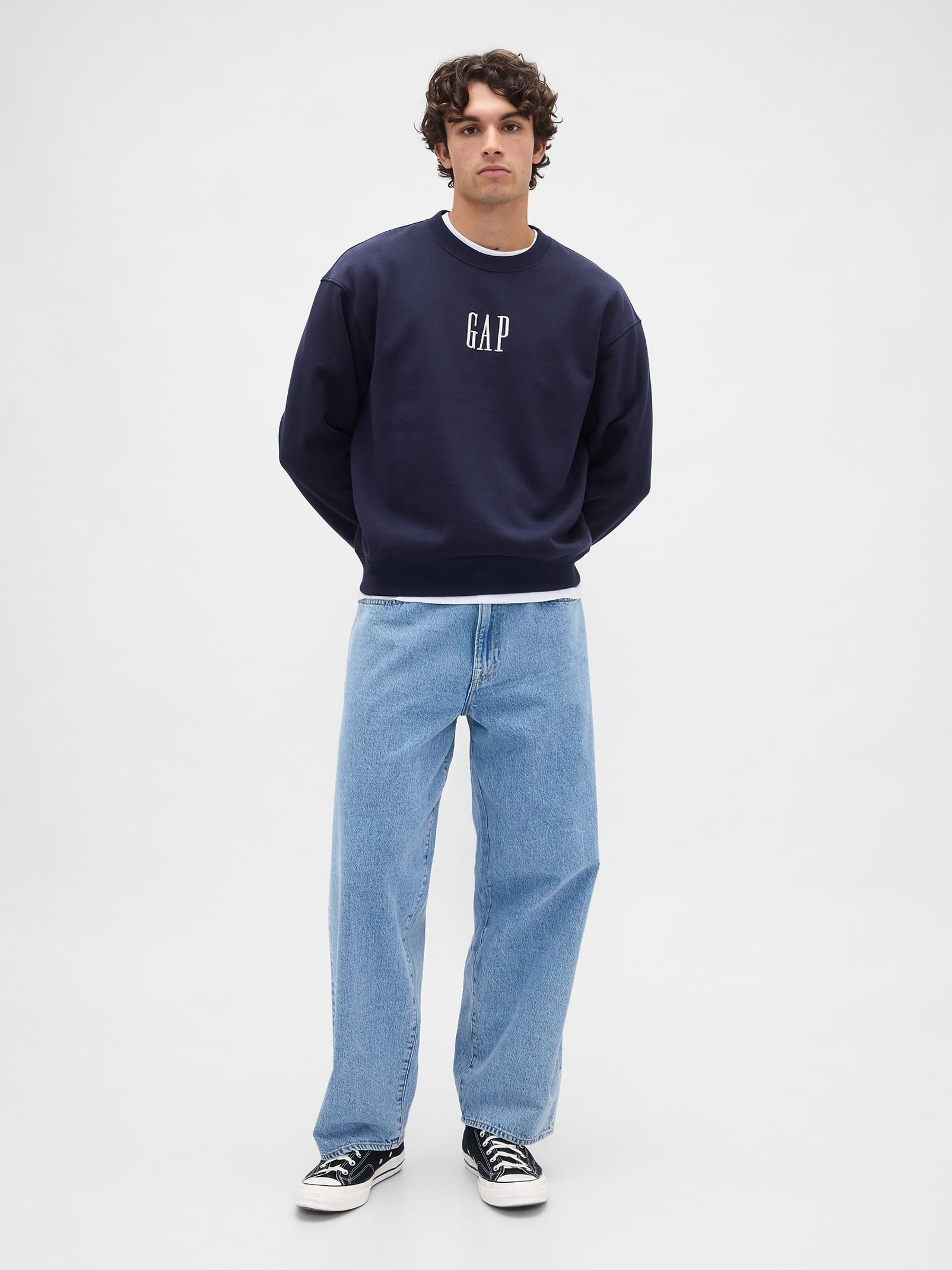 Navy Blue Oversized Heavyweight Logo Sweatshirt - Image 3 of 4