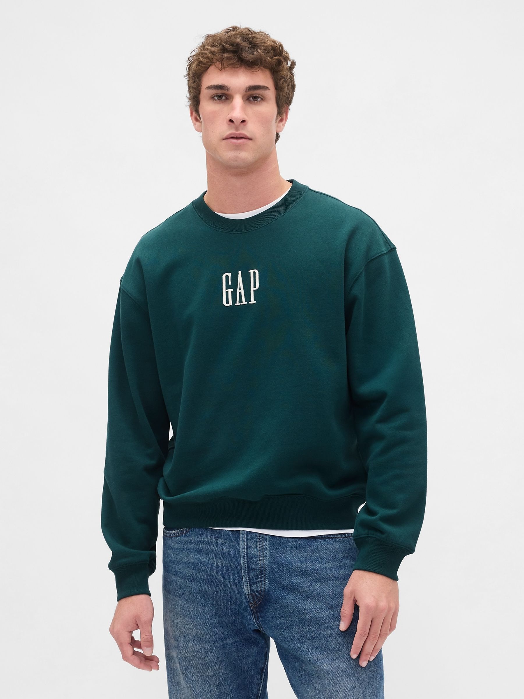 Green Oversized Heavyweight Logo Sweatshirt - Image 1 of 4