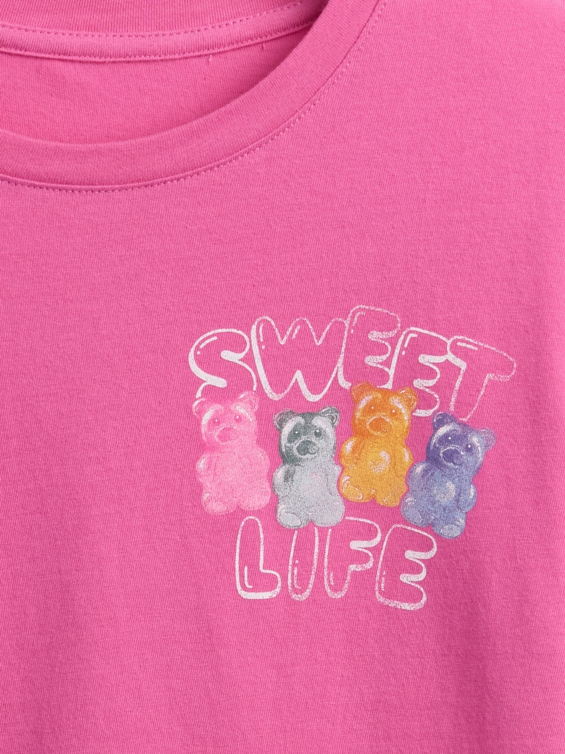 Pink Sweets Graphic Crew Neck Short Sleeve T-Shirt (4-13yrs) - Image 4 of 4