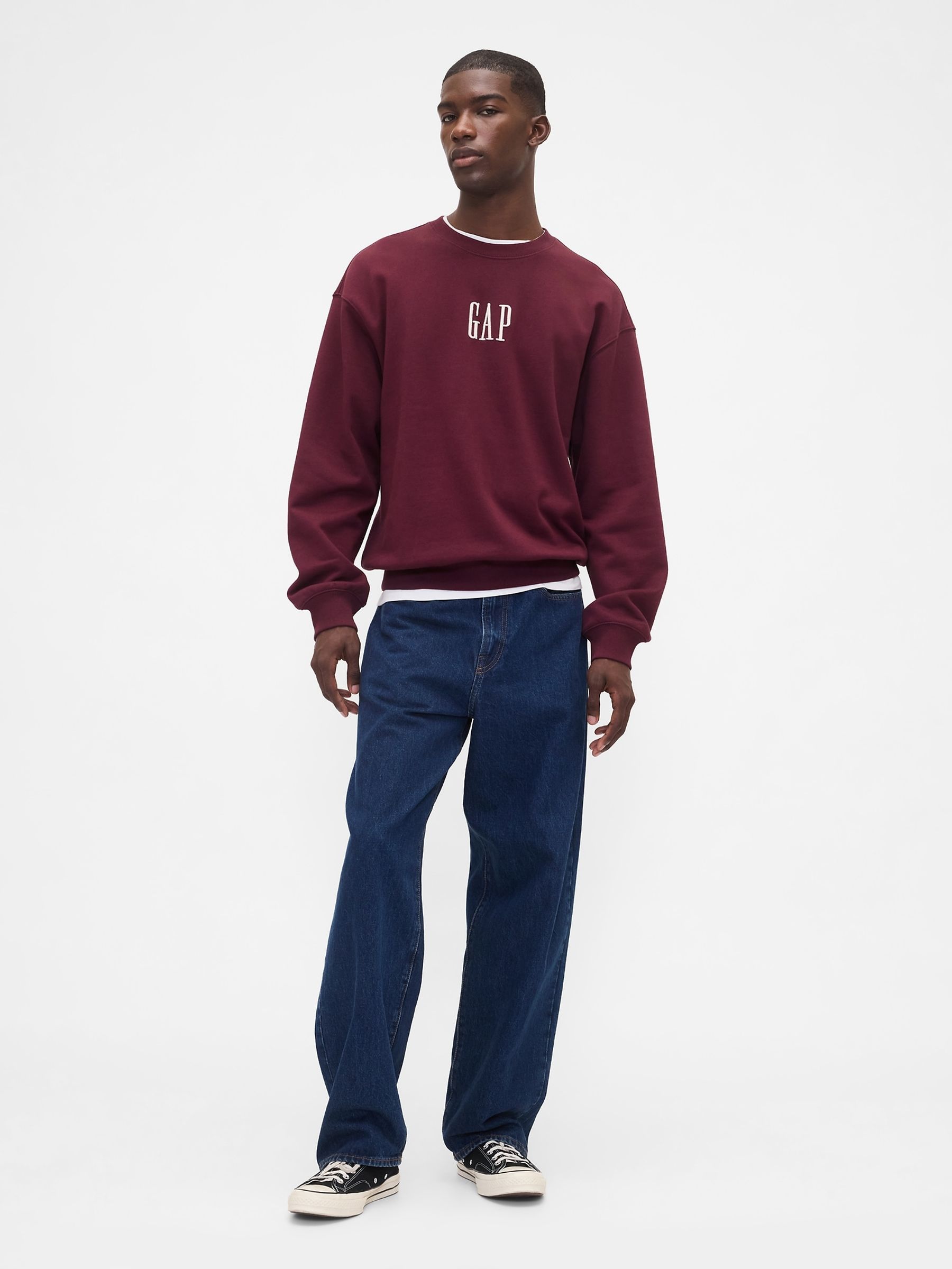 Burgundy Red Oversized Heavyweight Logo Sweatshirt - Image 3 of 4