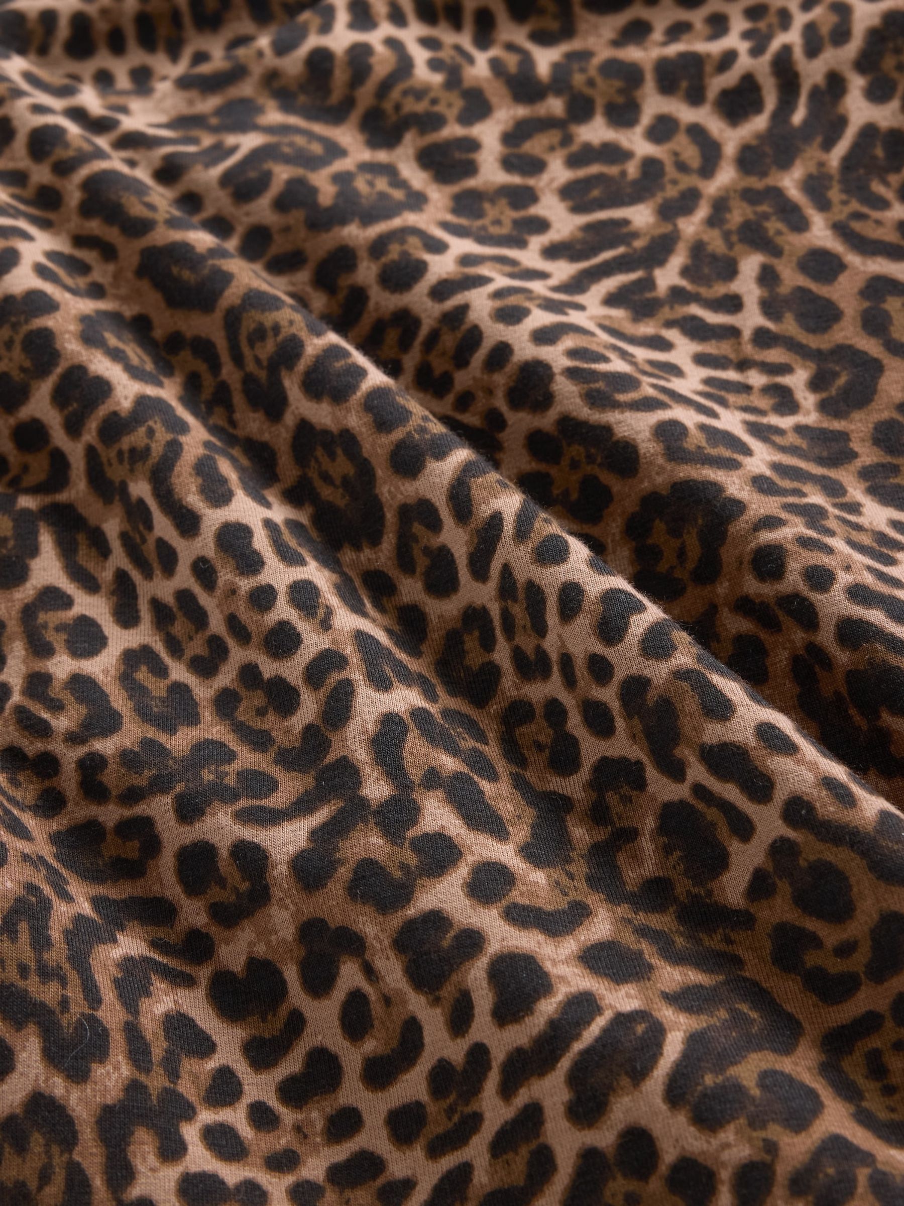 Leopard Print Brown CloseKnit Jersey Boatneck Open-Back T-Shirt - Image 4 of 4