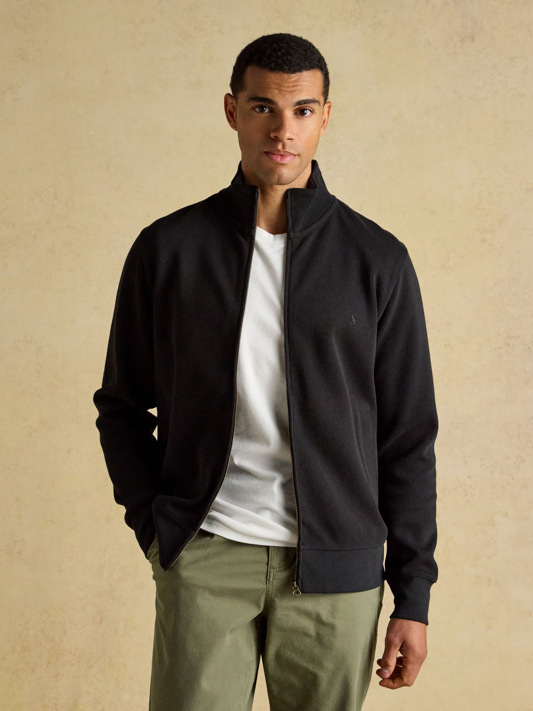 Black French Rib Full Zip Up Sweatshirt - Image 5 of 11