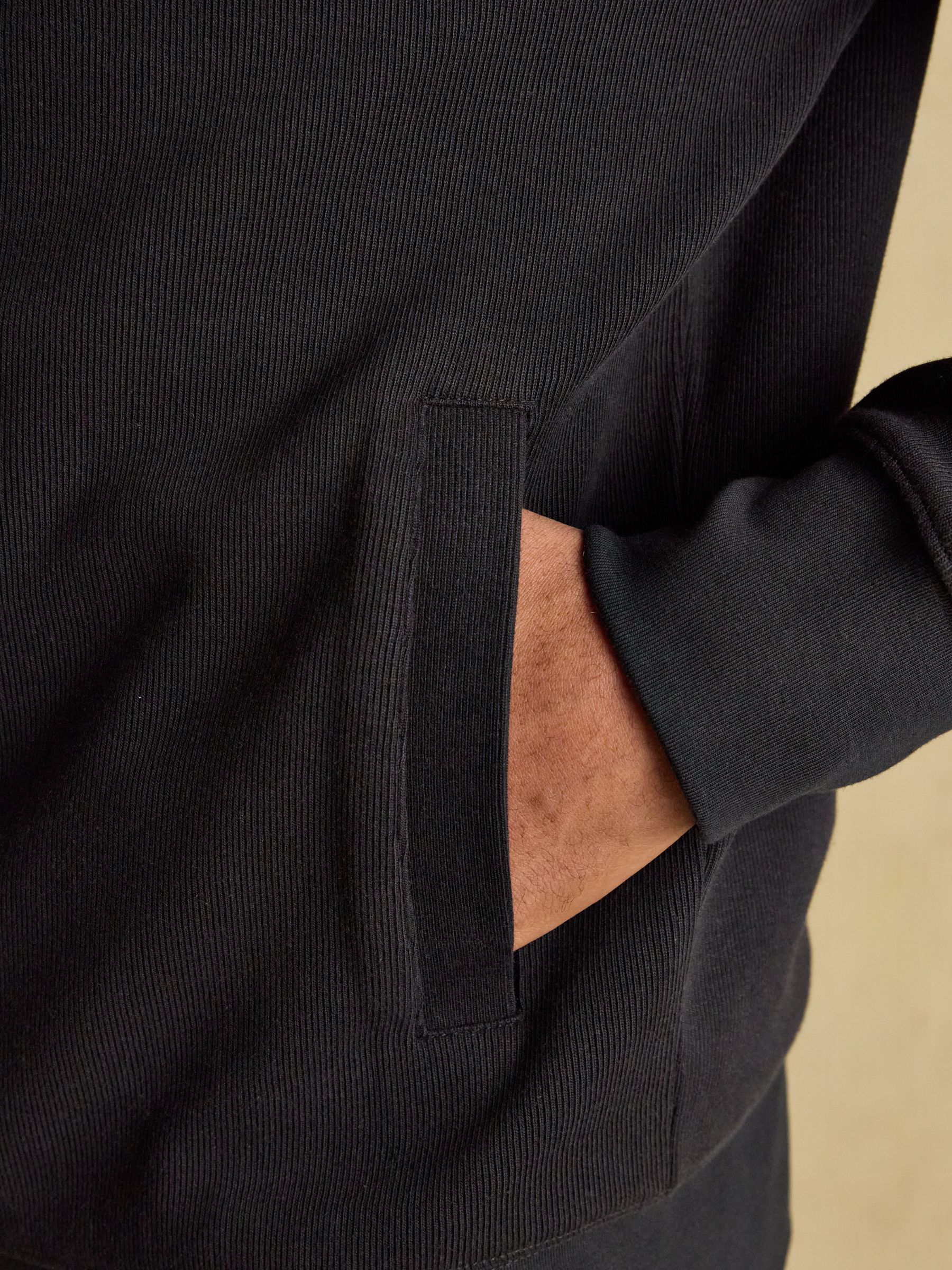 Black French Rib Full Zip Up Sweatshirt - Image 7 of 11