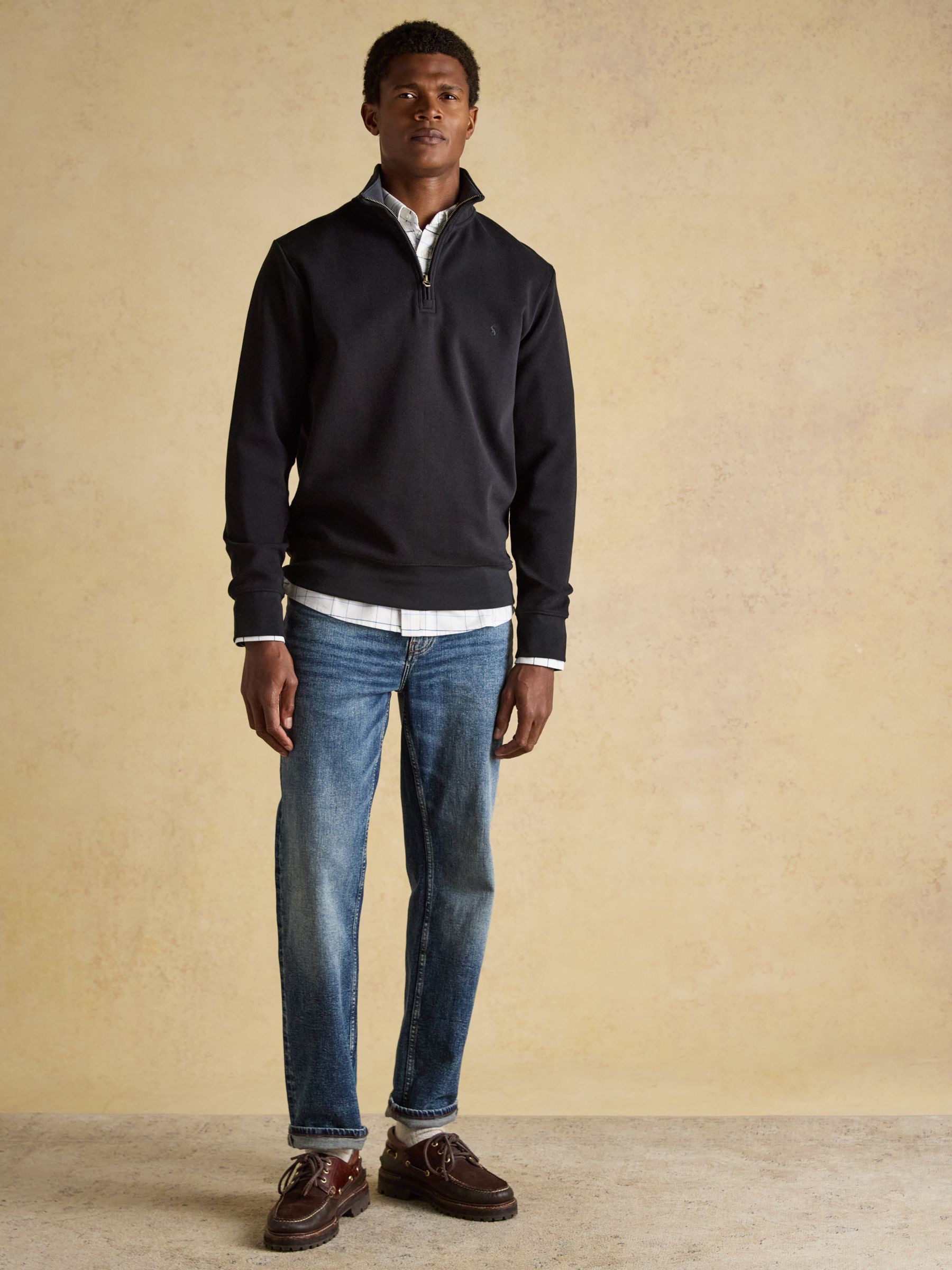 Alistair Black French Ribbed Knit Quarter Zip Sweatshirt - Image 4 of 7