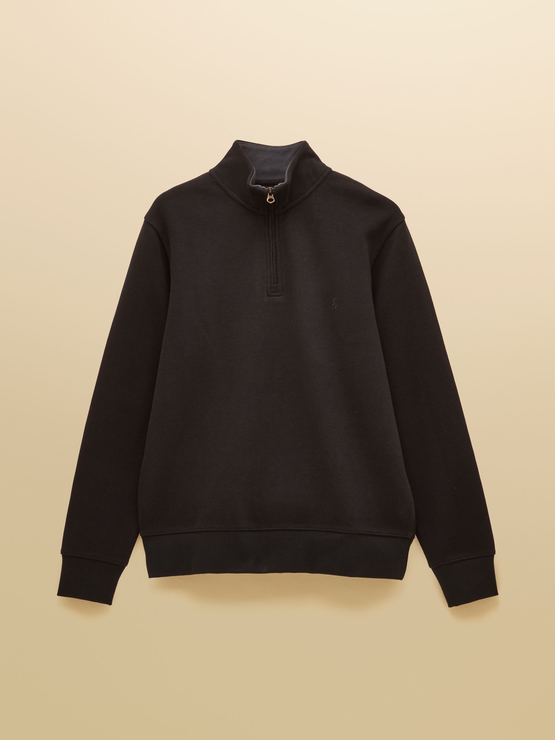 Alistair Black French Ribbed Knit Quarter Zip Sweatshirt | Joules