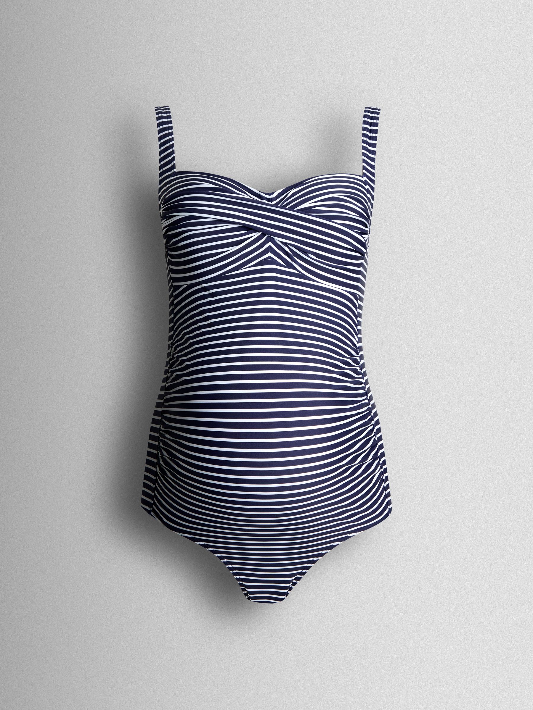Blue Sleeveless V Neck Maternity Swimsuit - Image 2 of 4