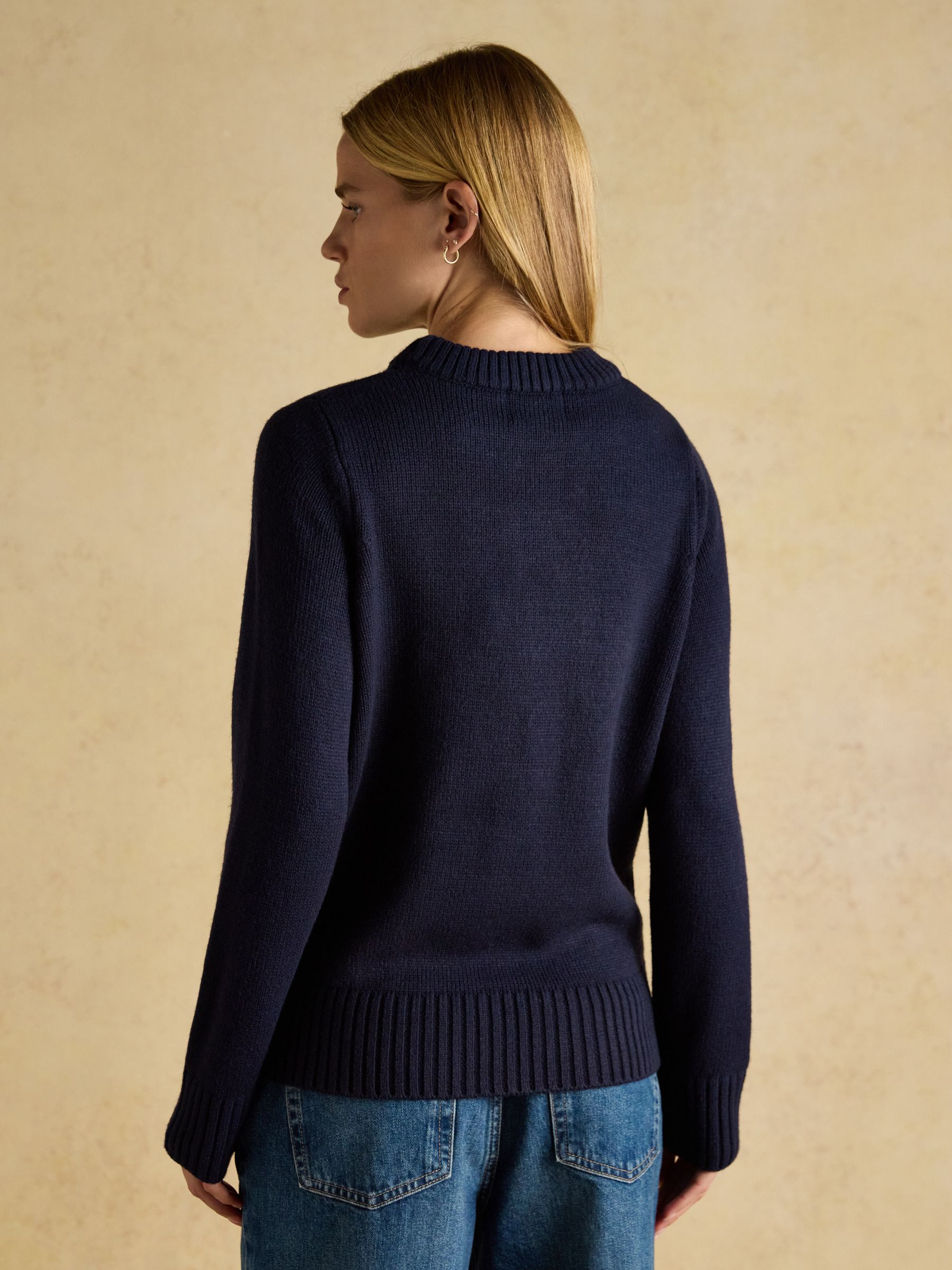 Noelle Navy Embroidered Knitted Christmas Jumper - Image 2 of 8 Noelle Navy Embroidered Knitted Christmas Jumper - Image 2 of 8