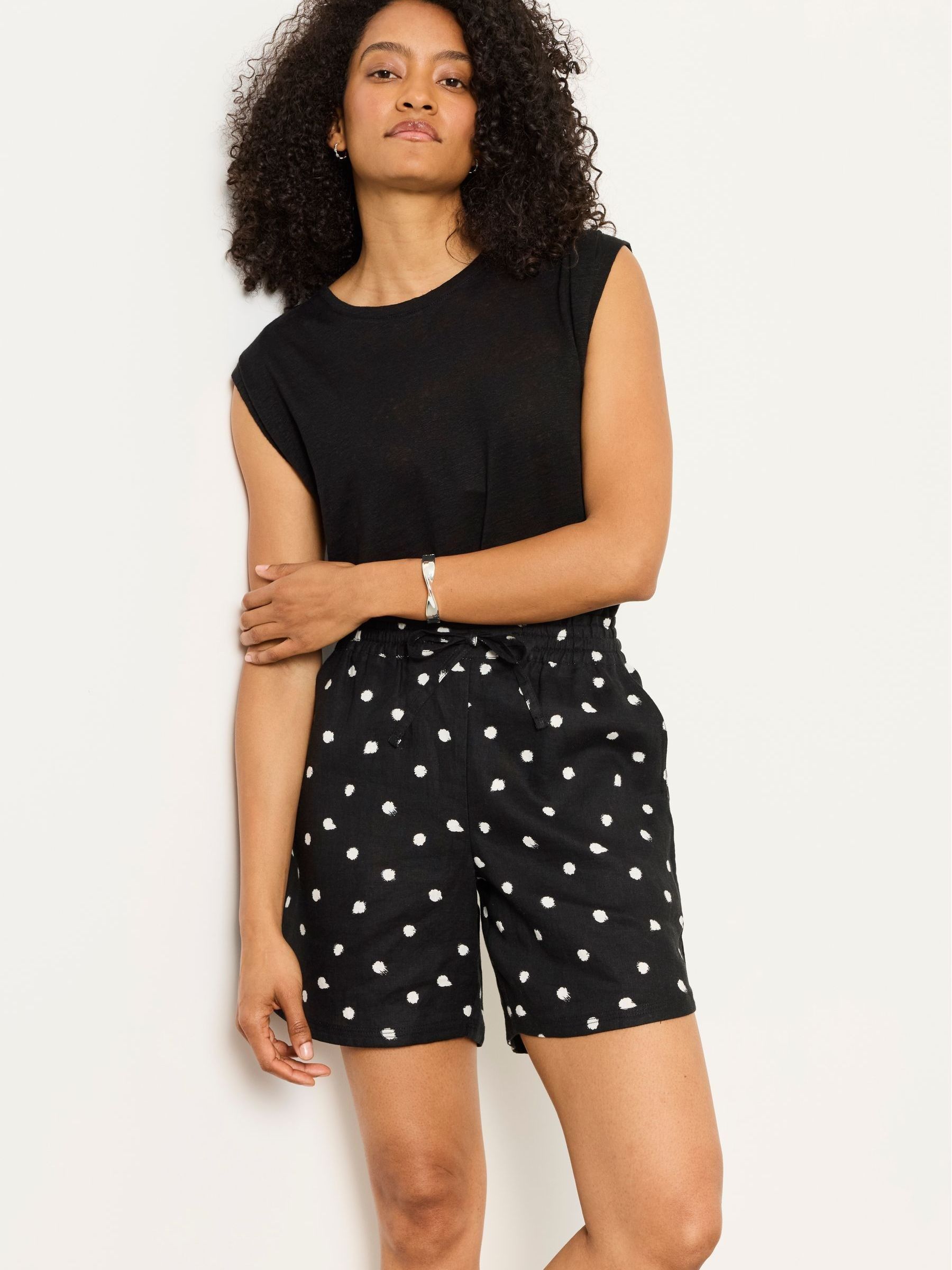Cassie Ric Rac Cassie Black Painted Spot Shorts | FatFace USA