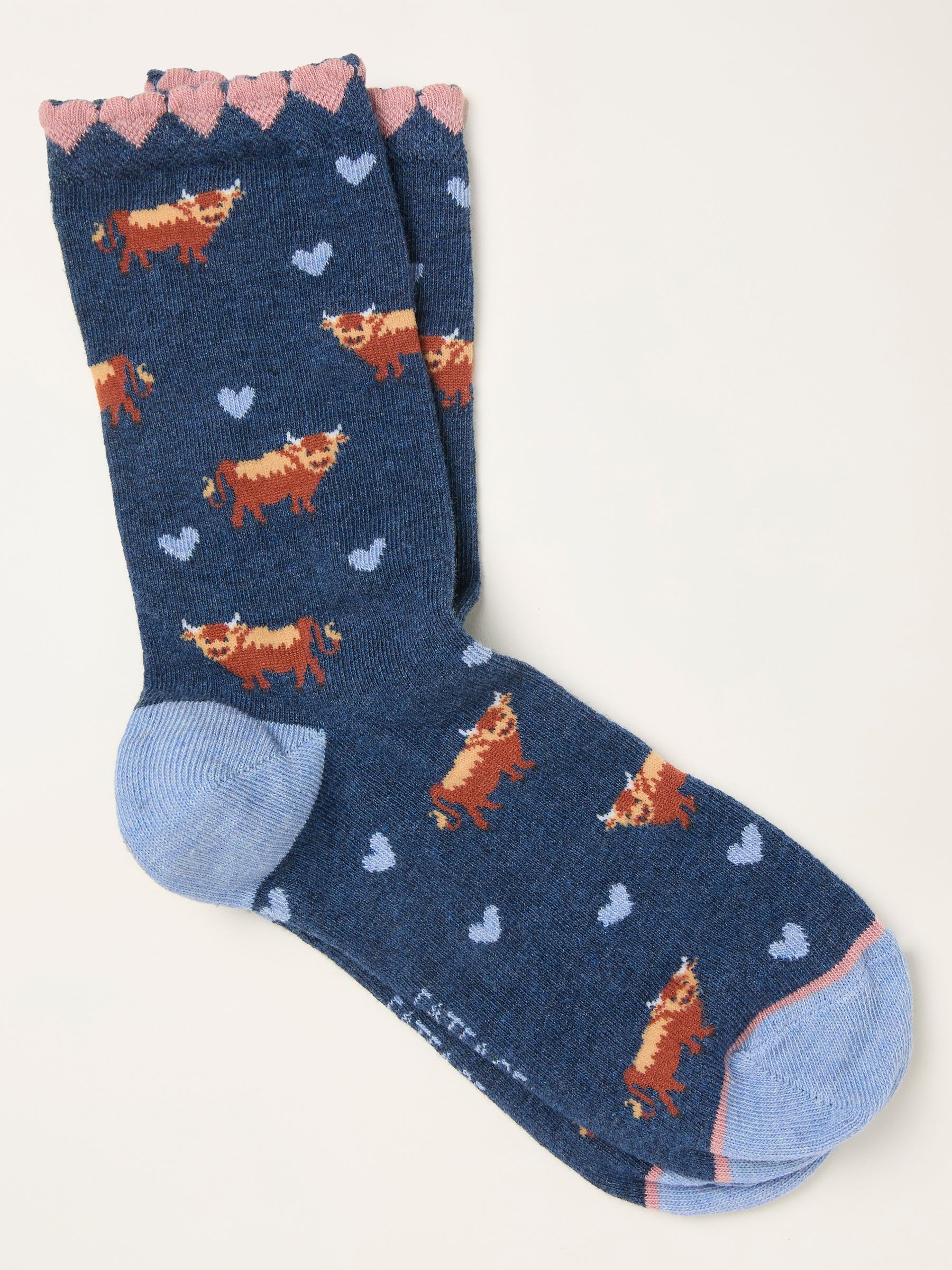 Navy Highland Cow Socks - Image 1 of 2 Navy Highland Cow Socks - Image 1 of 2