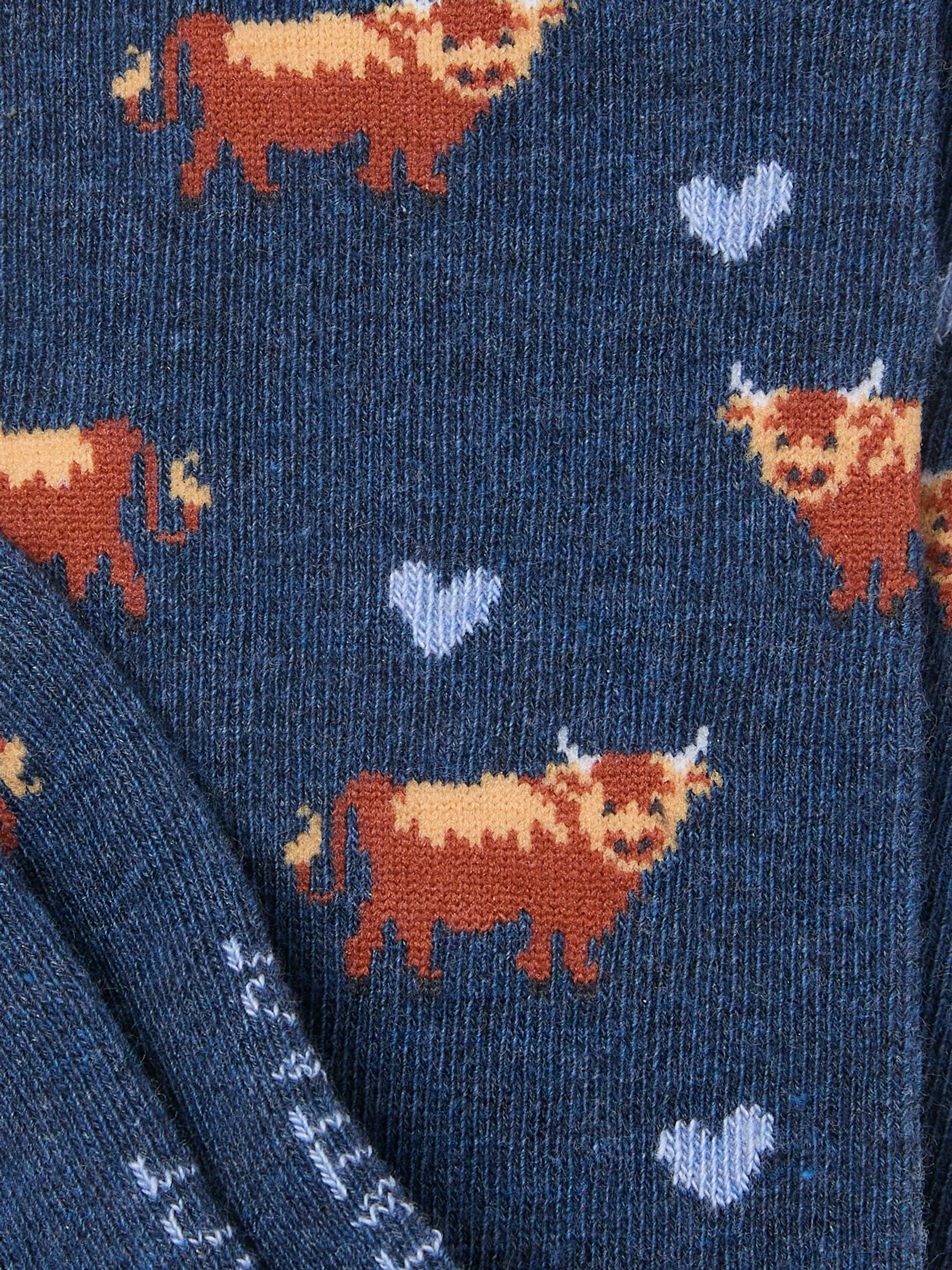 Navy Highland Cow Socks - Image 2 of 2 Navy Highland Cow Socks - Image 2 of 2