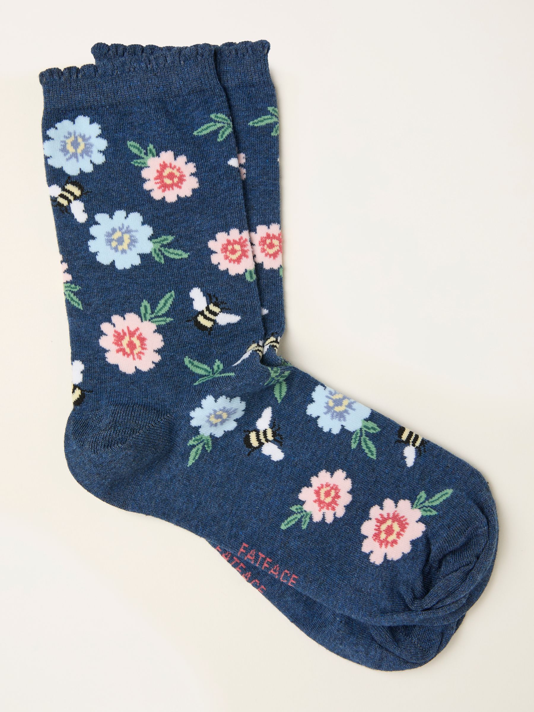 Navy Bee Floral Socks - Image 1 of 2